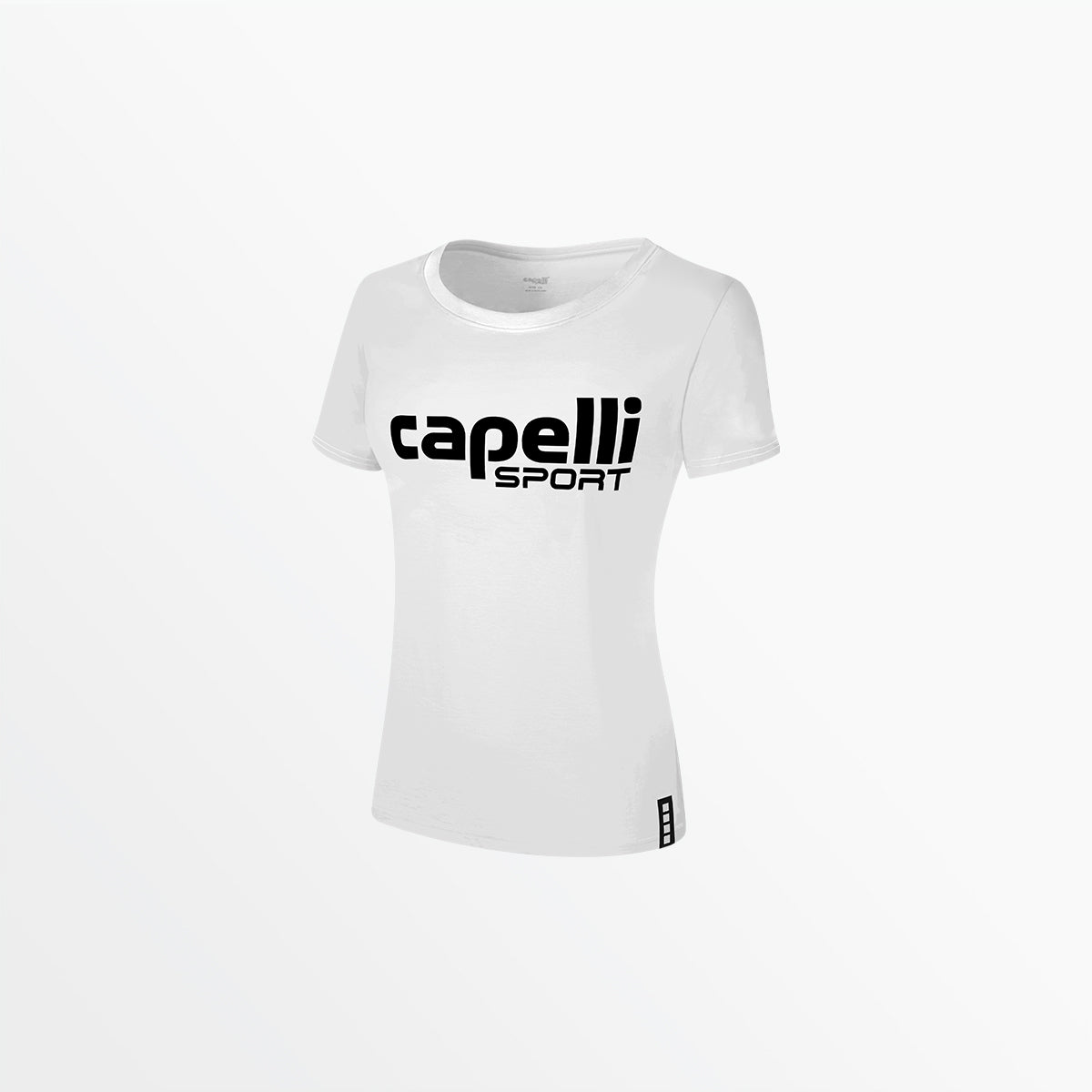 Women's Scoop Neck T-Shirt with Oversized Center Logo - Casual Everyday Wear, Street Style, Layering Essential