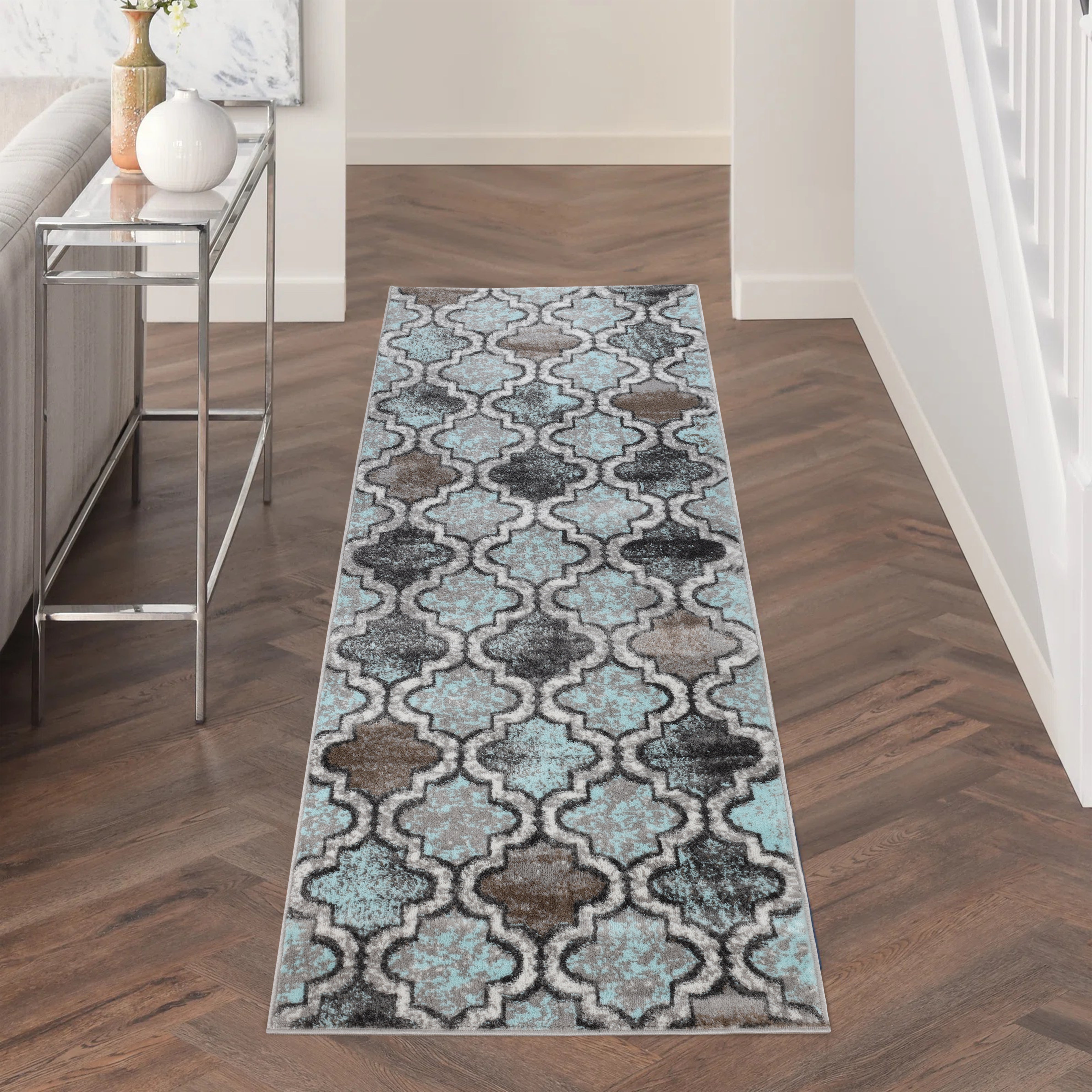 Viking Geometric Trellis Indoor Area Rug & Runner - Non-Slip Boho Chic Carpet for Living Room, Bedroom, Hallway - Perfect for Nordic Home Decor & Cozy Spaces