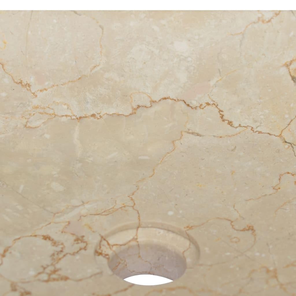 Premium Handcrafted Cream Marble Bathroom Sink - Modern & Elegant Vanity Basin for Bathroom, Powder Room or Washroom - Durable Easy-Clean Natural Stone - 15.7