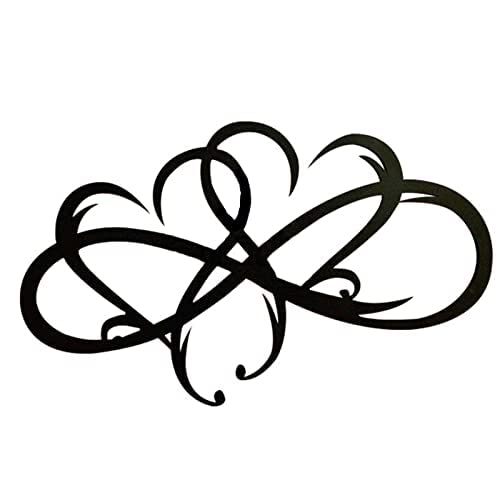 Eternity Infinity Double Heart Metal Wall Art - Black Romantic Sculpture for Living Room & Home Decor - Perfect Gift for Couples & Lovers - Ideal for Valentine's Day, Anniversary & Wedding Decorations