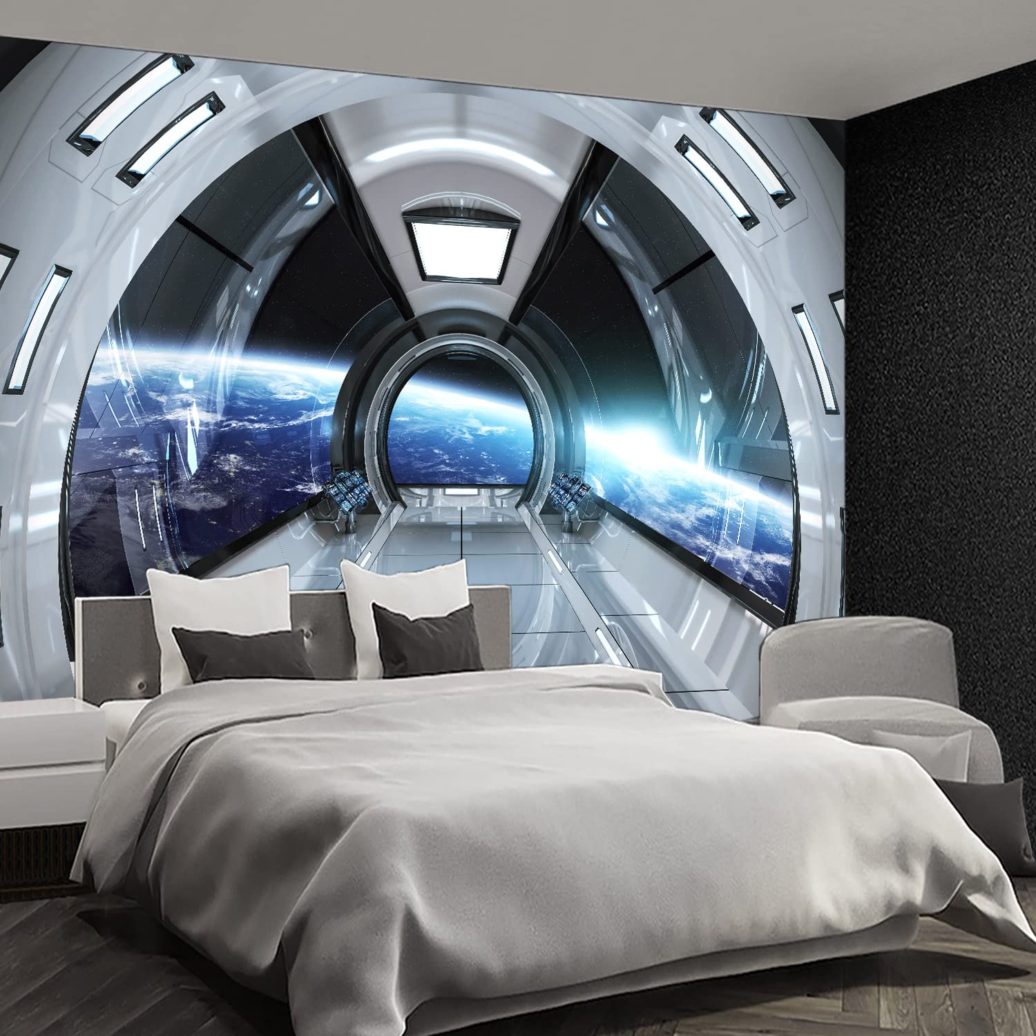 3D Space Ship Wall Mural for Bedroom & Living Room - Extra Large 195