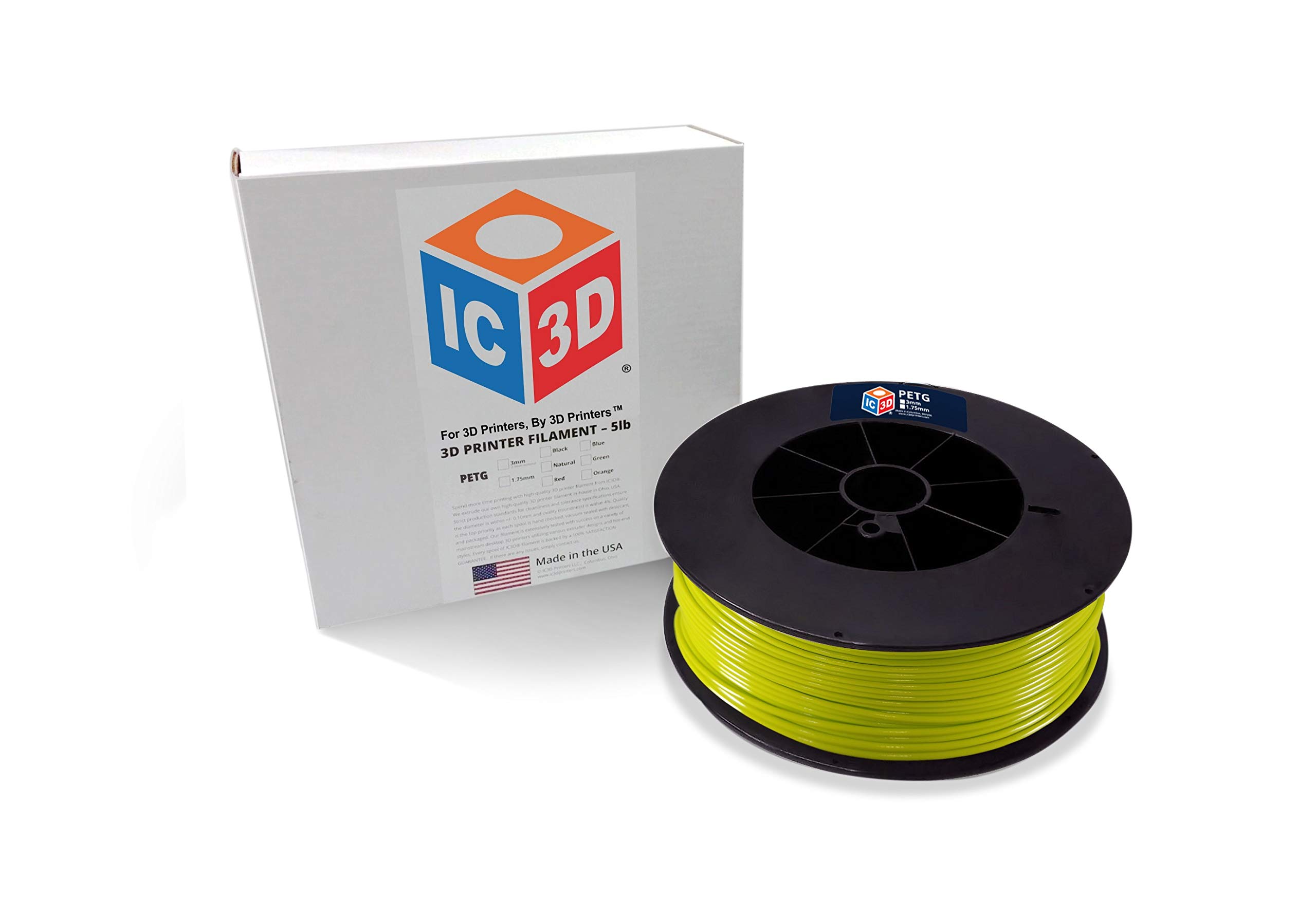 Premium 1.75mm PETG 3D Printer Filament - Bright Green - 2.5kg Spool (5.5lbs) - High Precision +/-0.05mm - Professional Grade 3D Printing Material - Made in USA - Perfect for Functional Parts, Prototypes & DIY Projects