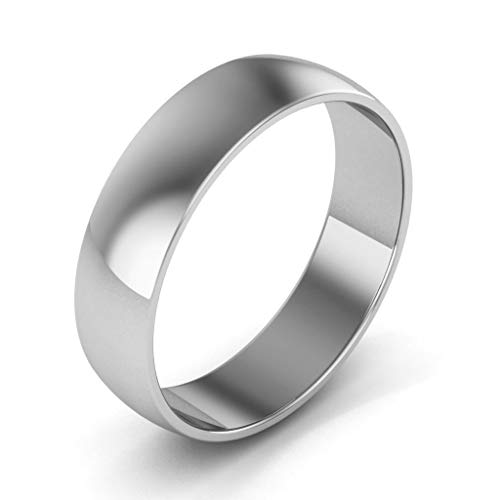 14K White Gold Plain Wedding Bands for Men & Women - 5mm Light Half Round Design - Perfect for Engagement Rings, Anniversary Gifts & Couple Jewelry