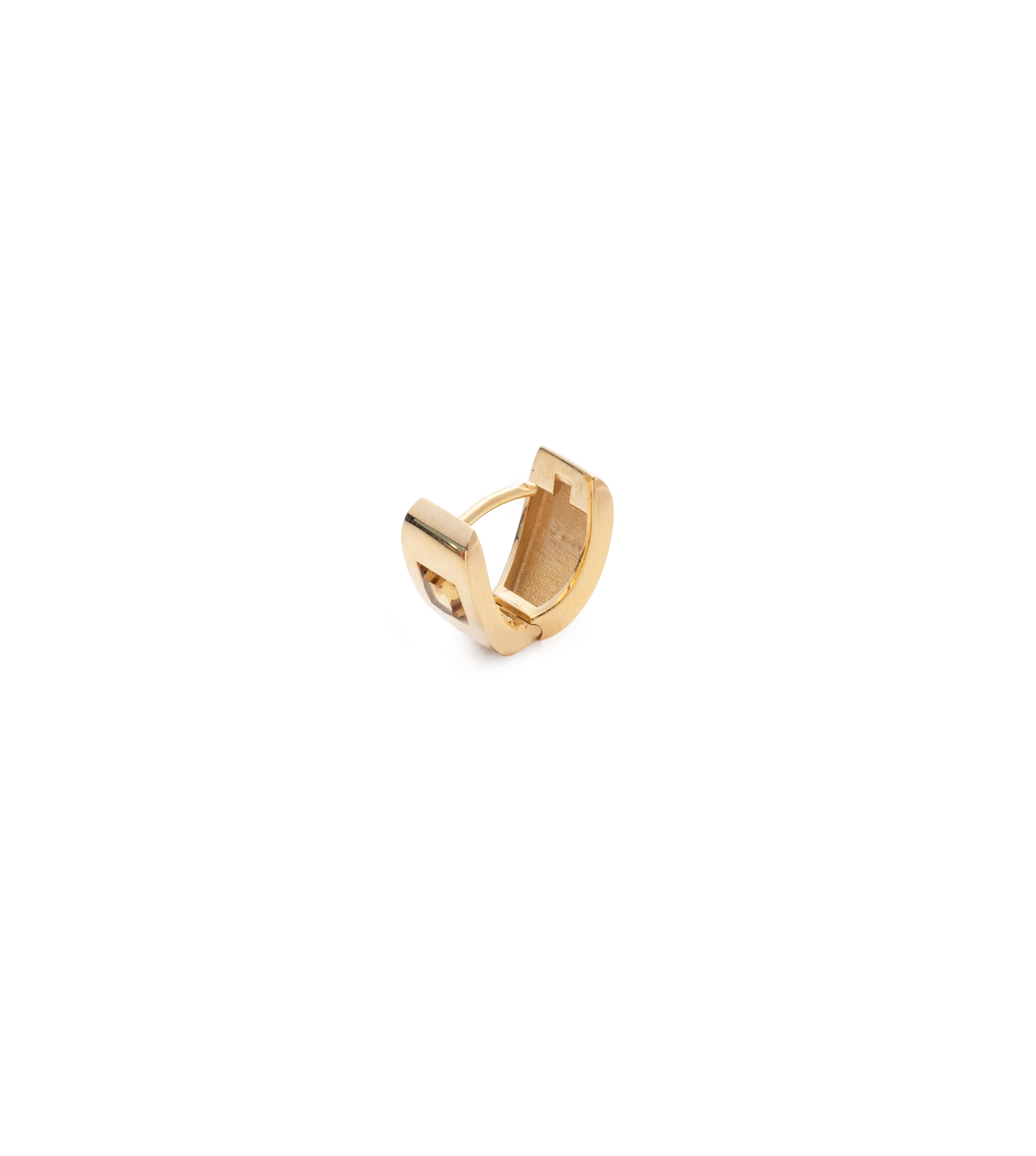 Princess Cut Champagne Citrine Gemstone Huggie Earrings - Elegant Dainty Gold Hoop Earrings for Women | Perfect for Weddings, Date Nights & Special Occasions