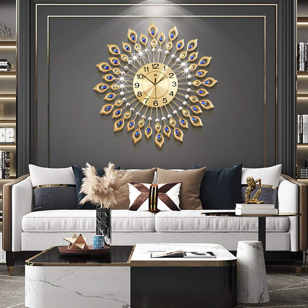 Modern Large Wall Clock for Living Room - Decorative European Minimalist Silent Quartz Clock - Stylish Home Office Decor for Bedroom, Kitchen & Dining Room