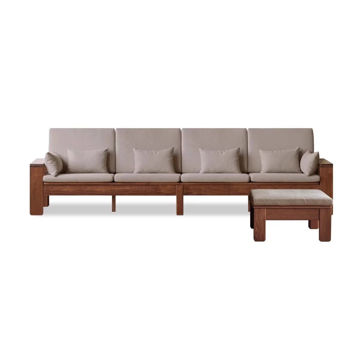 Premium Black Walnut Solid Wood Fabric Sofa - Modern Nordic Style 2-in-1 Convertible Sofa Bed for Living Room & Guest Room | Durable & Stylish Home Furniture