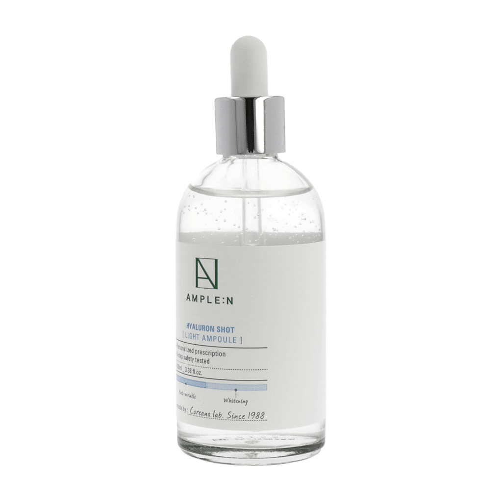 AMPLE:N Hyaluron Shot Light Ampoule 100ml - Hydrating Facial Serum with Hyaluronic Acid for Dry Skin | Daily Moisturizing Skincare Routine, Anti-Aging Treatment