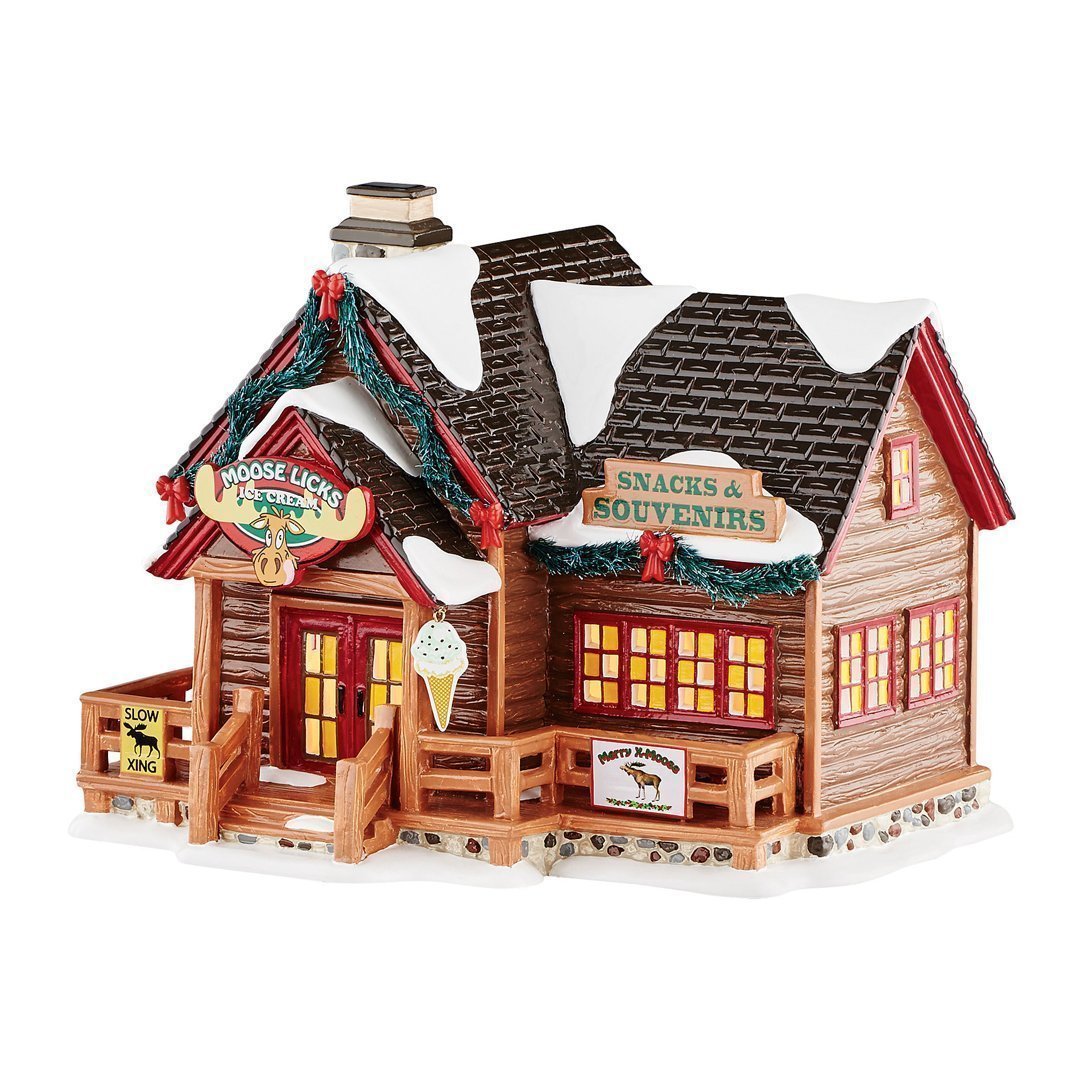 Department 56 Snow Village Moose Licks Snacks Lit Collectible House - Christmas Village Display, Holiday Home Decor for Mantel & Tabletop Scenes