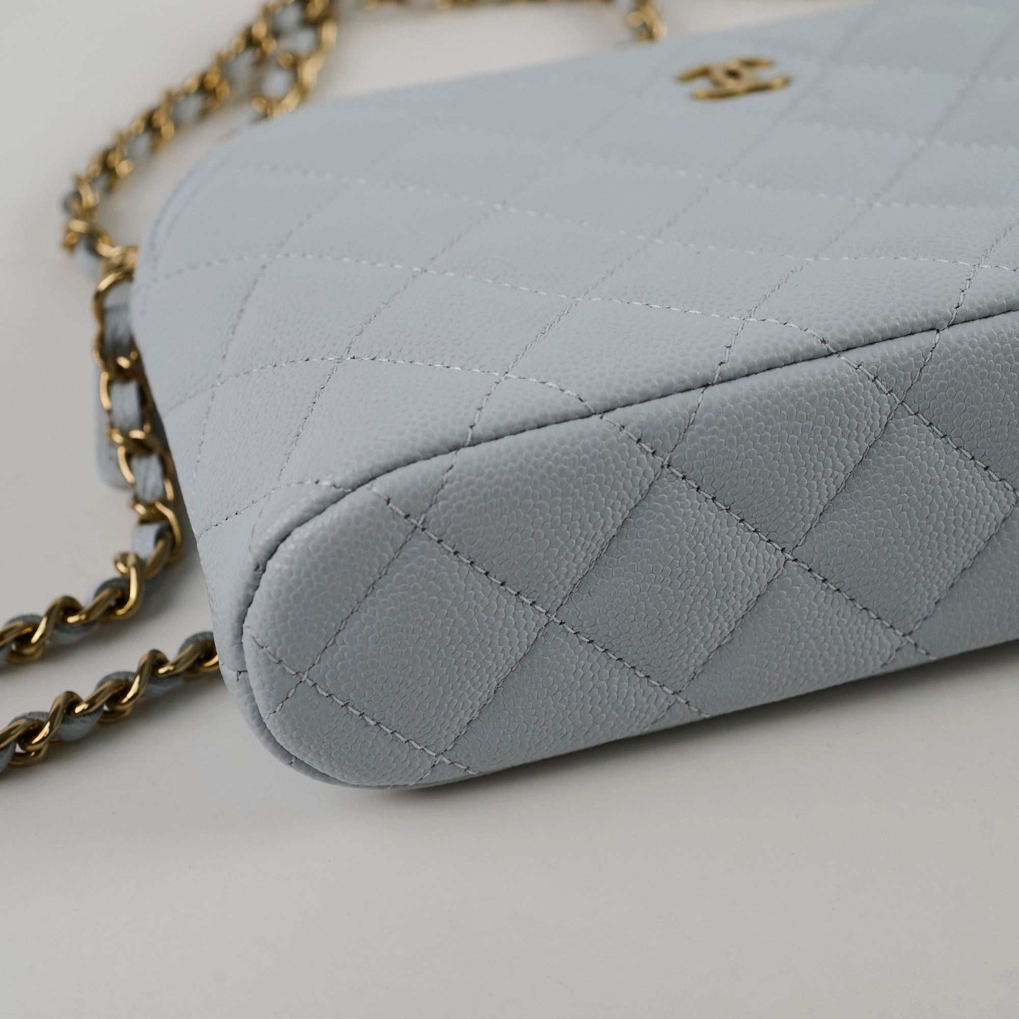 Chanel Caviar Leather Mini Crossbody Bag in Light Blue - Authentic with Microchip - Perfect for Everyday Use, Travel & Special Occasions