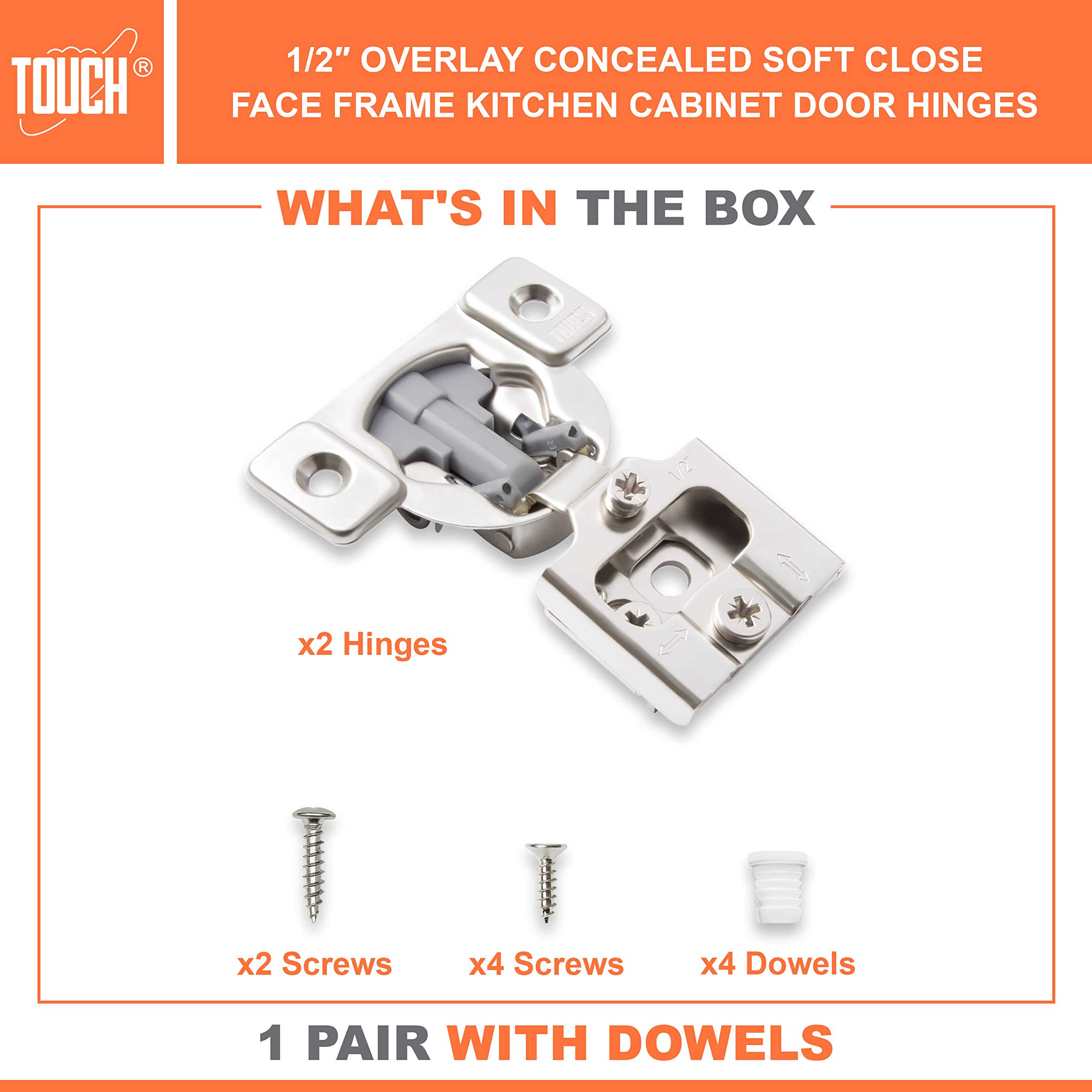 Soft Close Cabinet Hinges (2 Pack) - 1/2