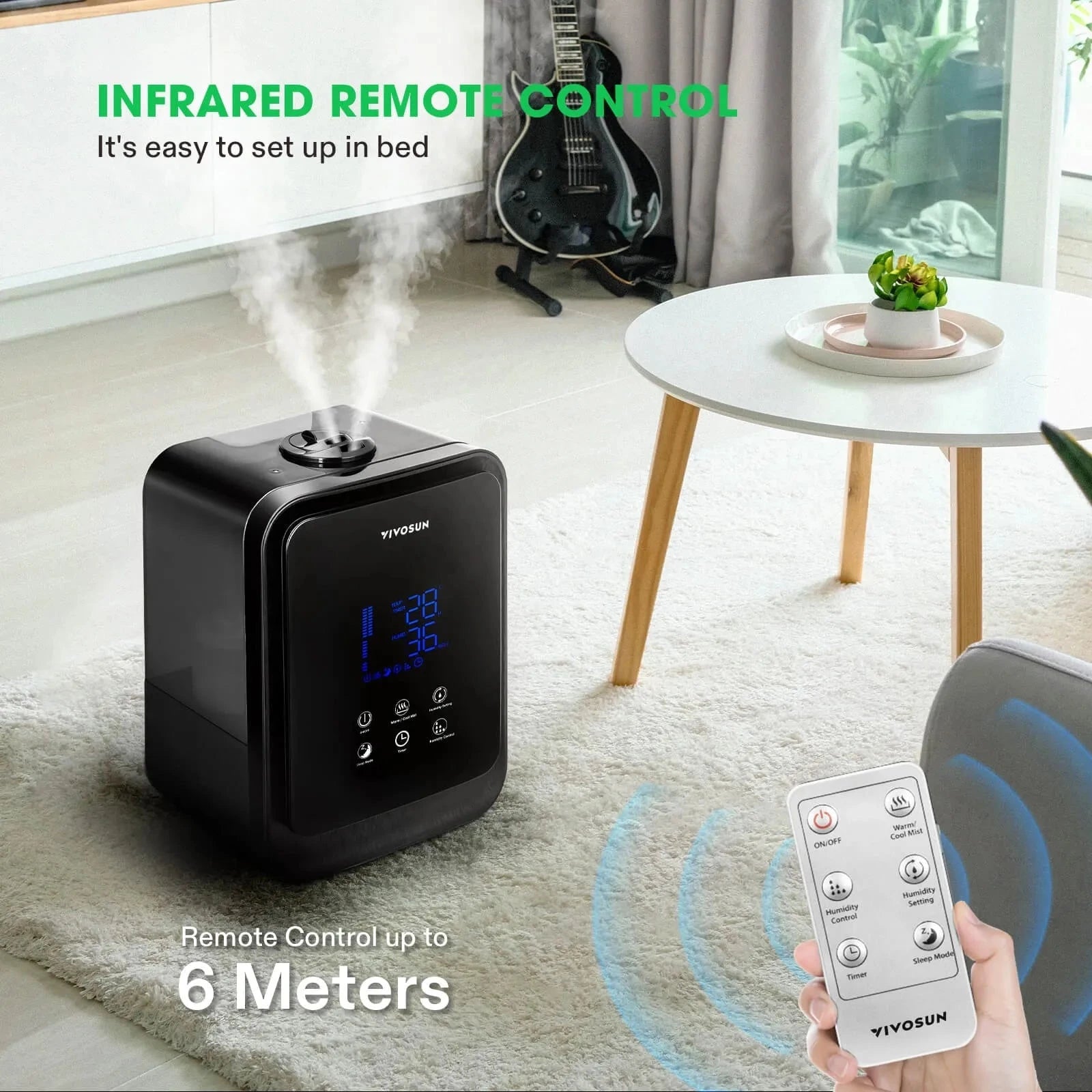 VIVOSUN 4.5L 2-in-1 Cool & Warm Mist Humidifier for Bedroom, Nursery & Office - Ultrasonic Air Humidifier with Adjustable Mist & Night Light for Dry Skin, Allergies & Better Sleep