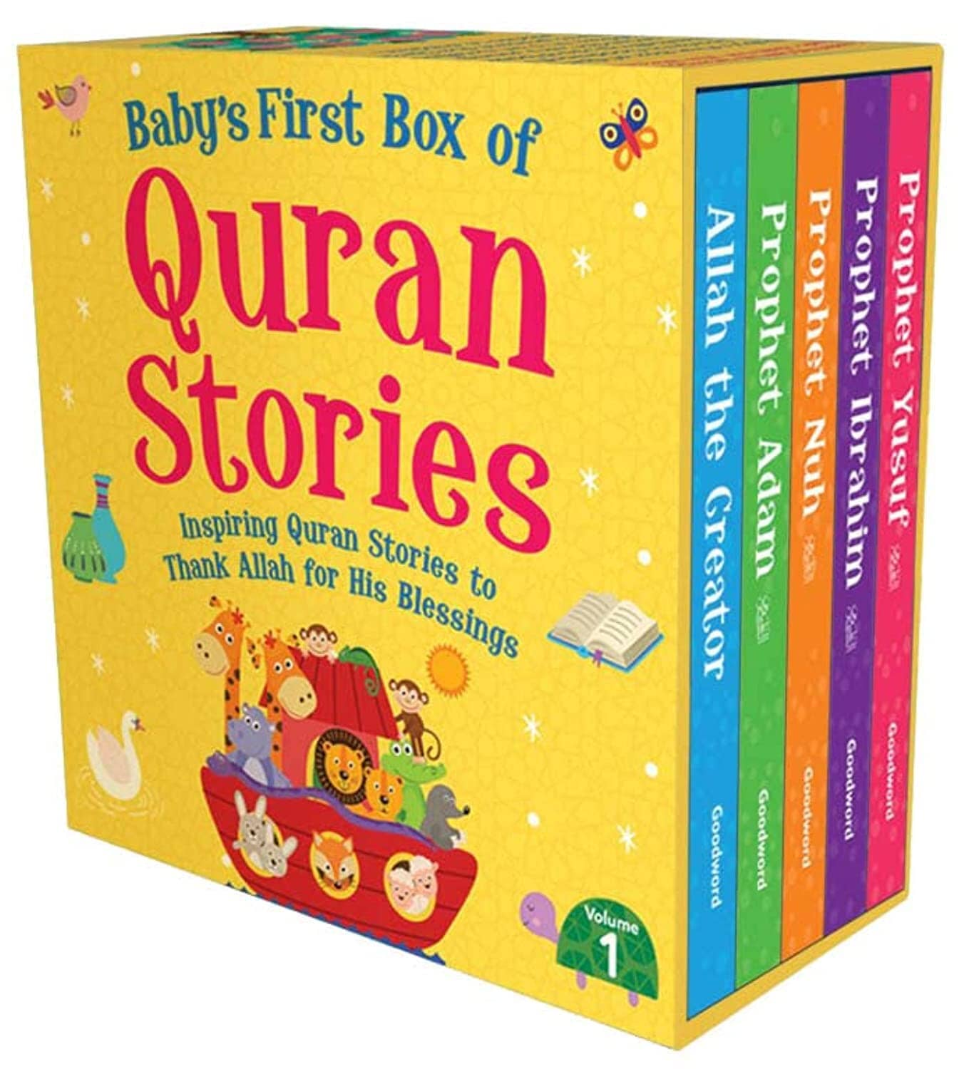 Baby’s First Box of Quran Stories (Volume 1) by Saniyasnain Khan - 5 Book Collection Box Set for Ages 0-5 | Islamic Board Books for Toddlers & Preschoolers | Perfect for Bedtime Stories & Early Islamic Education
