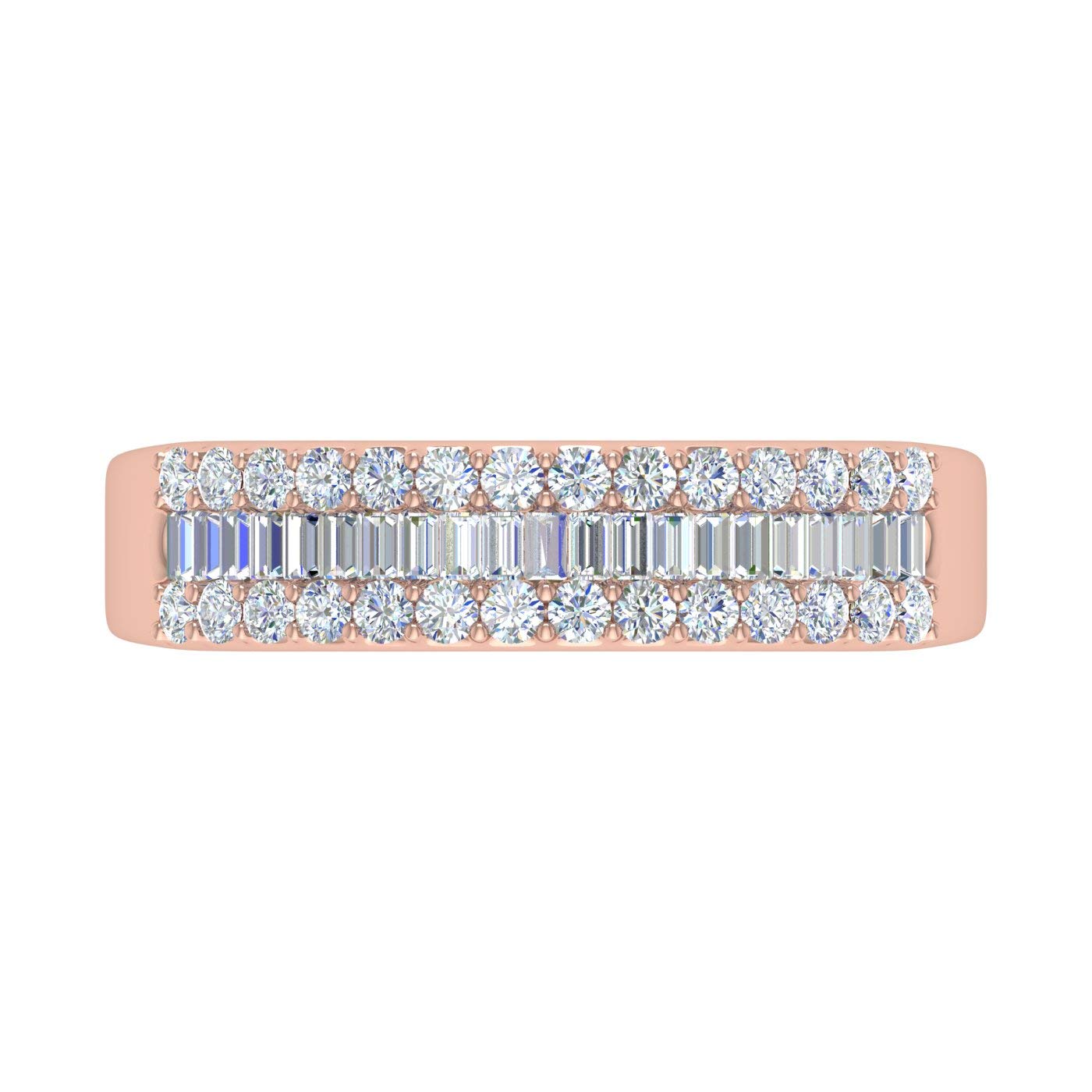 1/2 Carat Baguette & Round Diamond Wedding Band Ring - 10K Gold for Women | Elegant Bridal Jewelry, Anniversary Gift, Engagement Ring Alternative