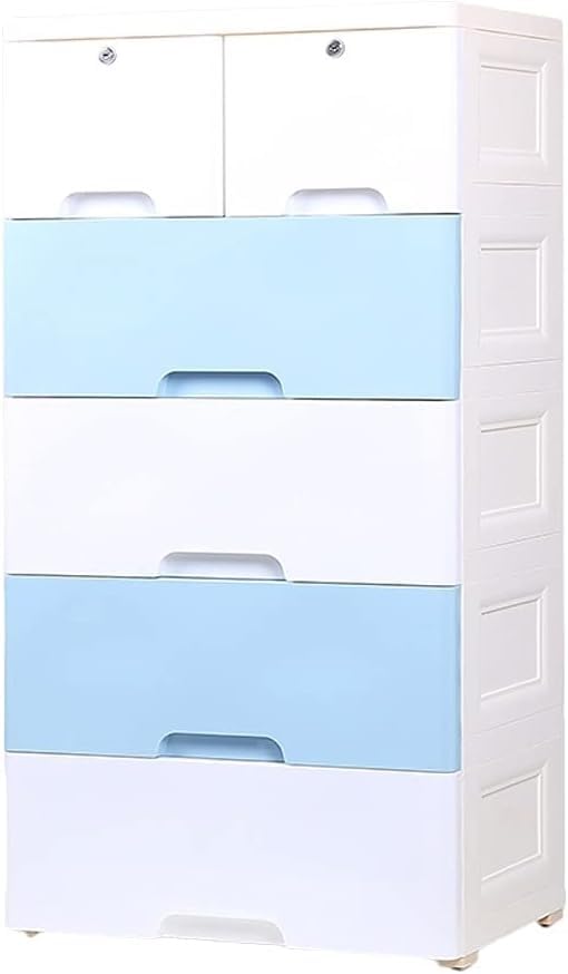 Plastic Storage Bins & Cabinet - Large Capacity 3-Tier Organizer for Kitchen, Bedroom, Living Room - Space Saving Wardrobe Box (Blue) - Perfect for Closet Organization, Toy Storage & Home Decluttering