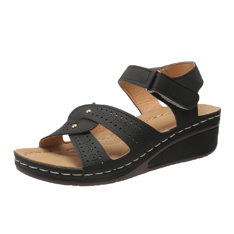 Women's Plus Size Comfortable Wedge Sandals - Stylish Summer Casual Shoes for Outdoor Walking & Beach Vacations
