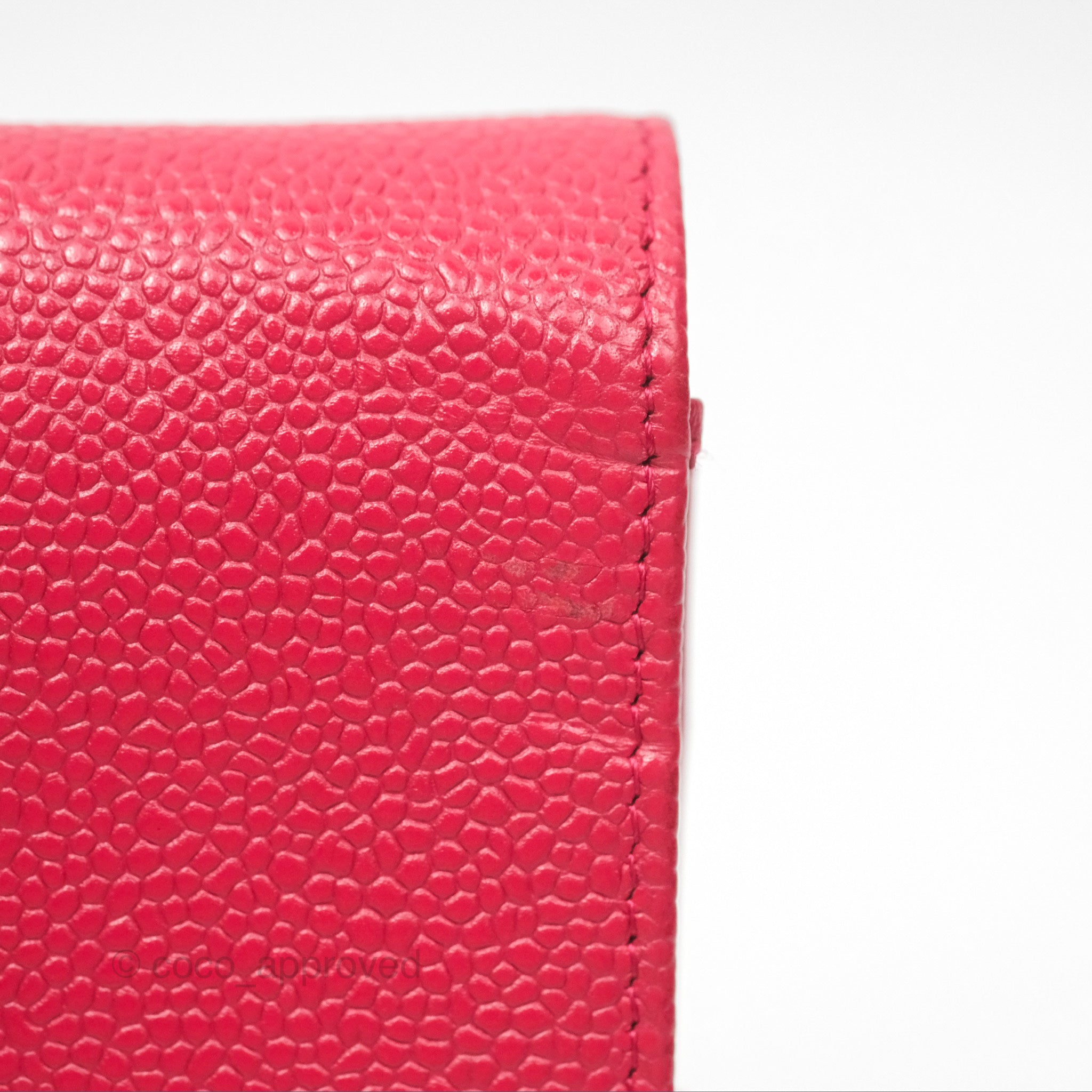 Chanel CC Wallet On Chain WOC in Dark Pink Caviar Leather with Silver Hardware - Perfect for Evening Events, Parties & Luxury Fashion Accessories
