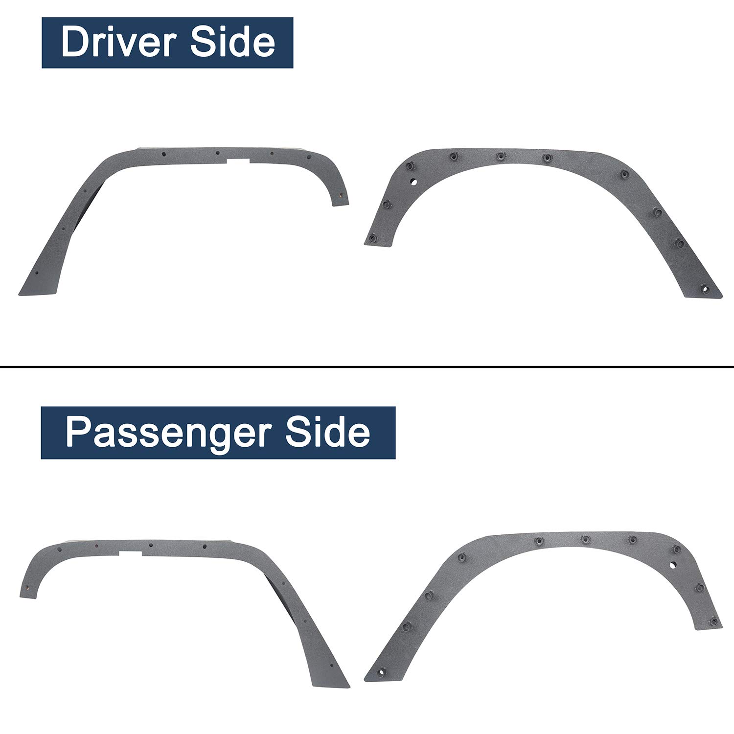 Jeep Wrangler JK Flat Tube Fender Flares - Heavy Duty Steel Mud Guards Wheel Armor Front & Rear Kit for 2007-2018 JK & Unlimited Models | Off-Road Protection & Stylish Upgrade for Jeep Enthusiasts