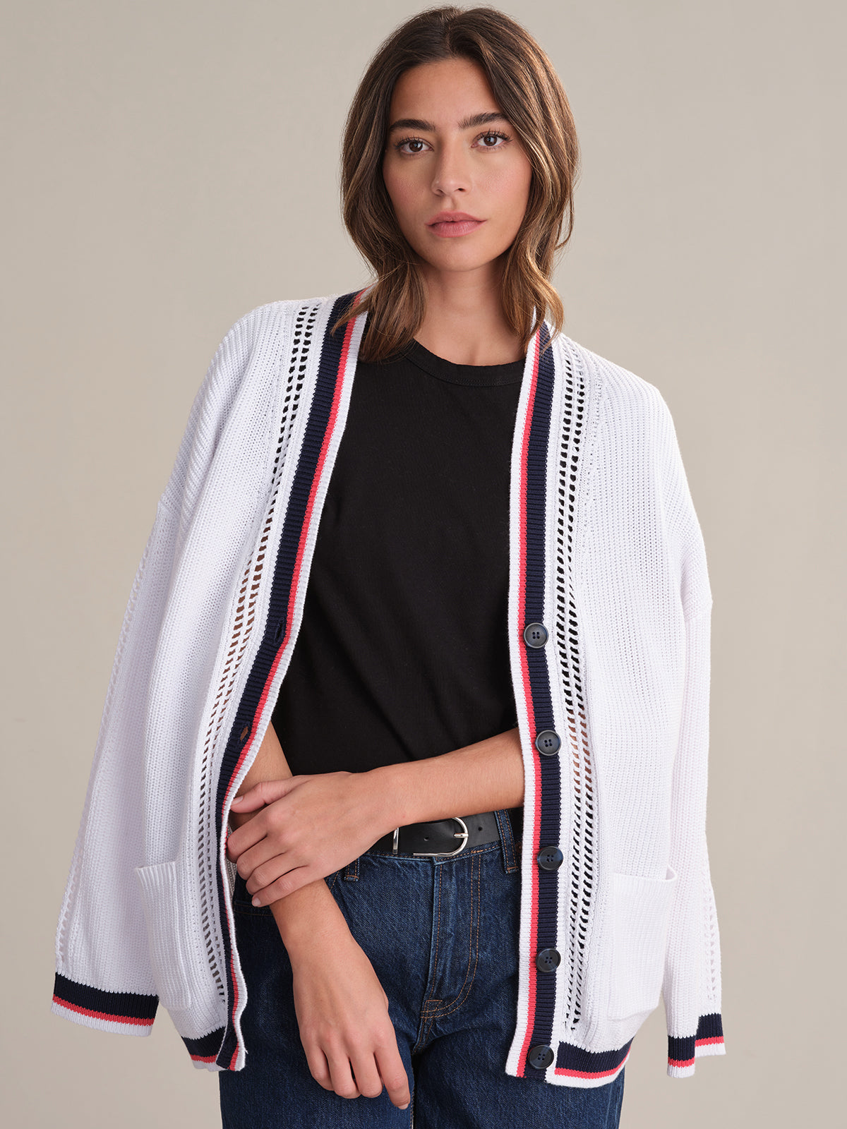 Janet: Stylish Varsity Stripe Cardigan Sweater for Women | Trendy Casual Wear for College, Office & Everyday Outfits