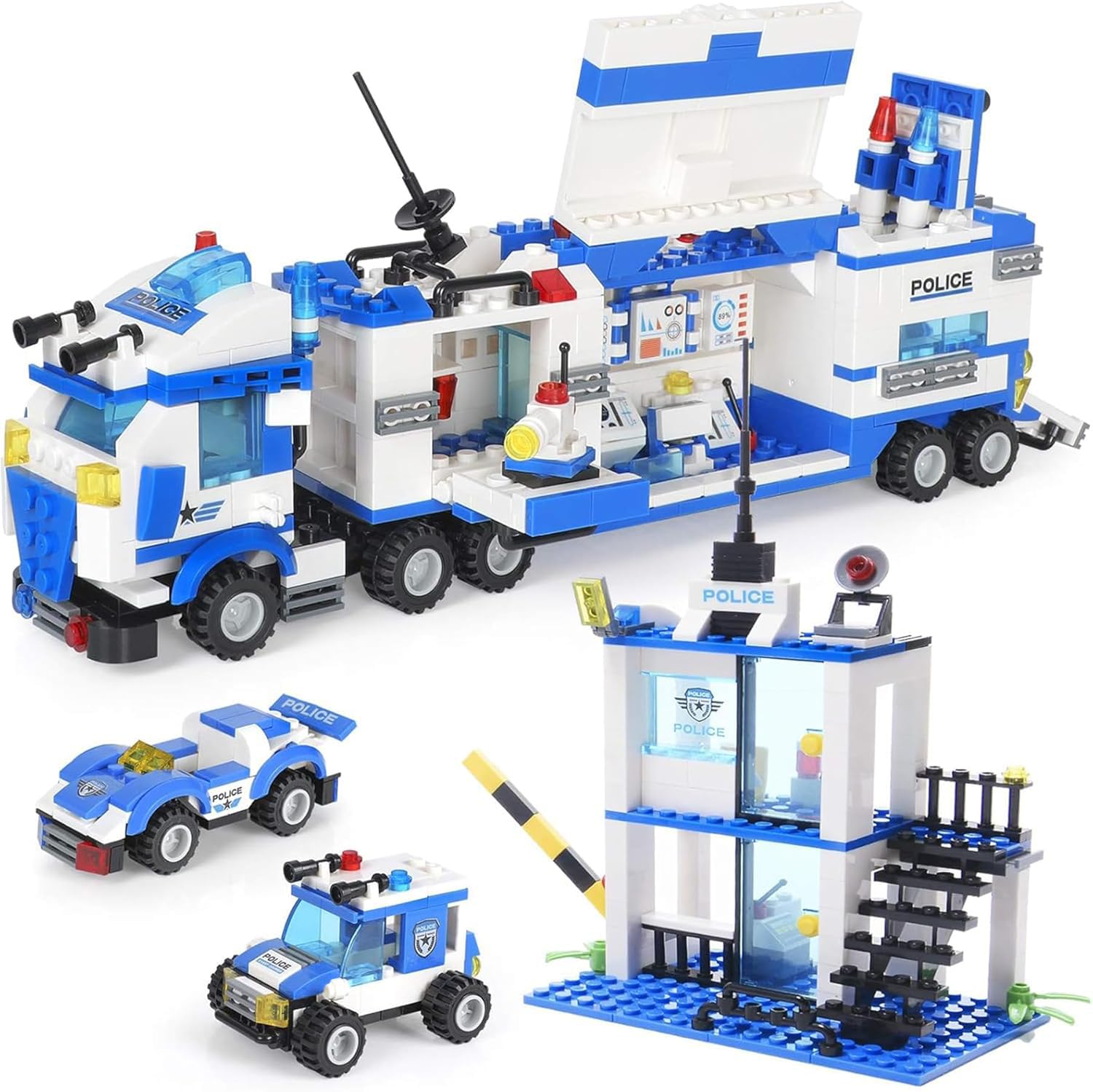 EP EXERCISE N PLAY SWAT City Police Station Building Blocks Toy Set - 776 Pieces with Anti-Terrorism Command Center Truck, Police Station & Cop Cars - STEM Construction Toys for Boys & Kids Ages 6-12 - Perfect for Creative Play, Birthday Gifts & Educational Activities