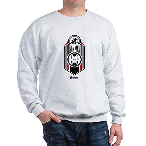Iron Man Logo Classic Crew Neck Sweatshirt | Marvel Superhero Graphic Pullover | Men's Casual Cotton Hoodie | Perfect for Cosplay, Comic Con & Everyday Wear