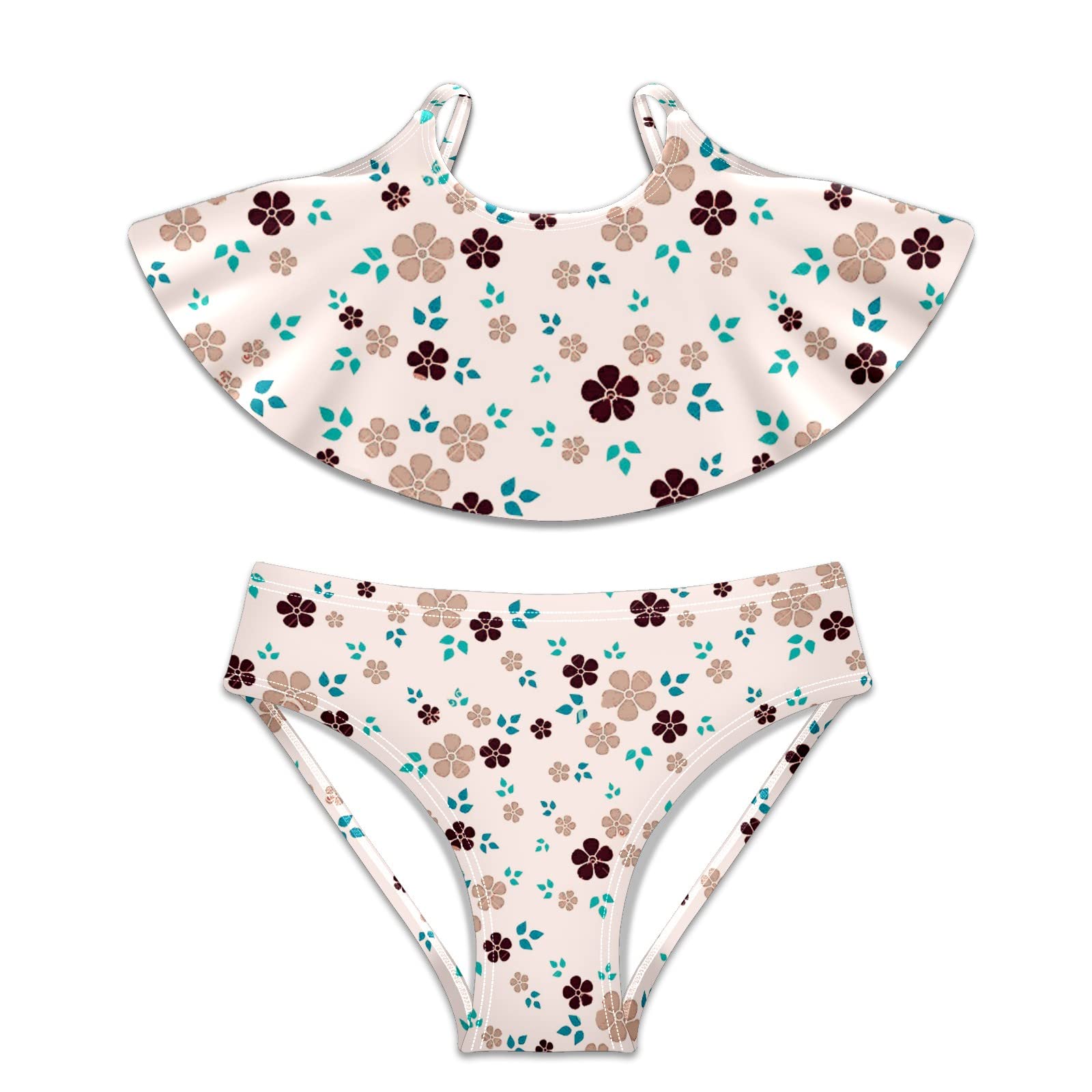 Girls' Sweet Summer Floral Ruffle Split Swimsuit - Perfect for Beach, Pool, and Vacation Outfits