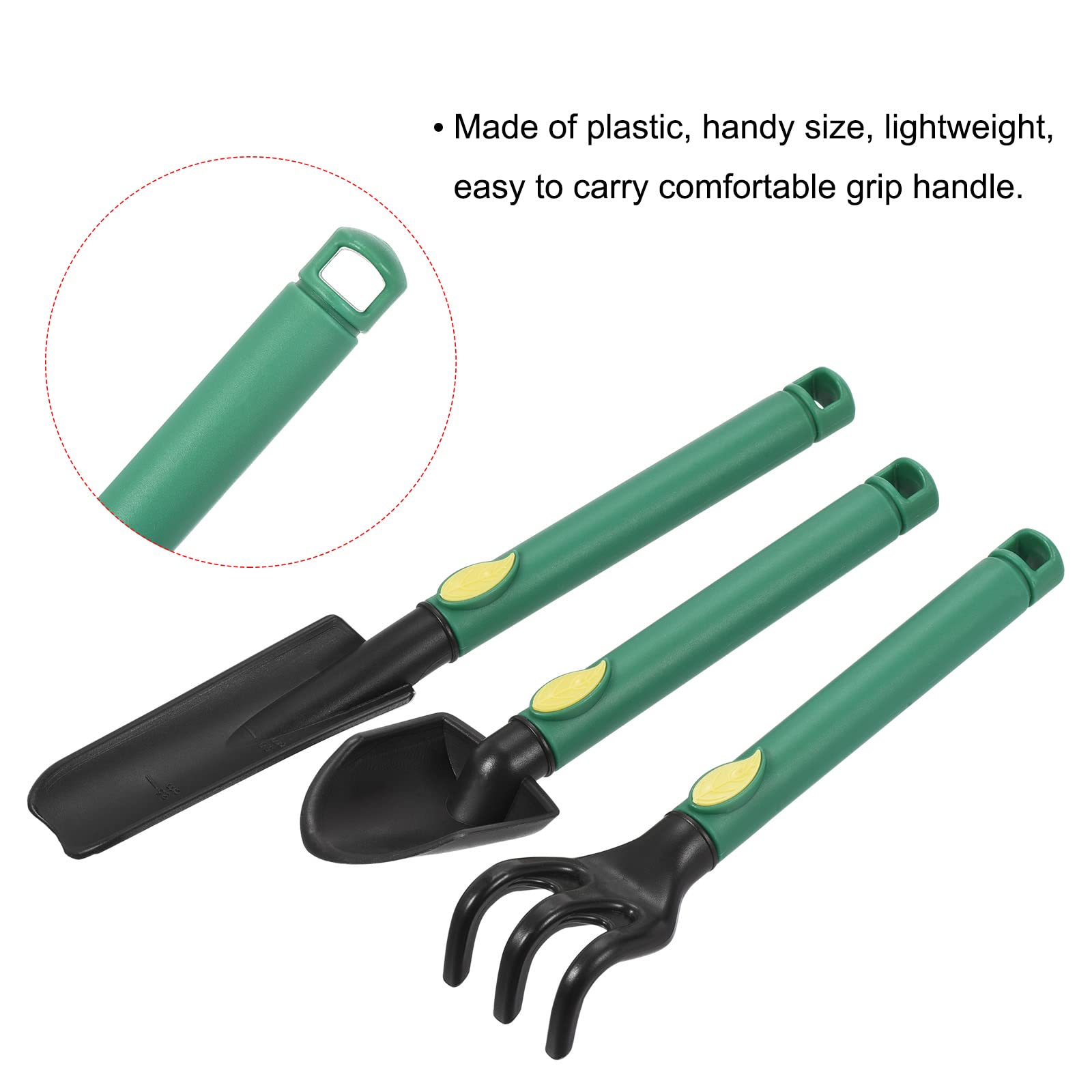 **MECCANIXITY Mini Garden Tools Set - 3Pcs Plastic Hand Tools for Gardening, Planting, and Transplanting (Trowel, Rake, Spade) - Ideal for Flowers, Succulents, Indoor & Outdoor Use**