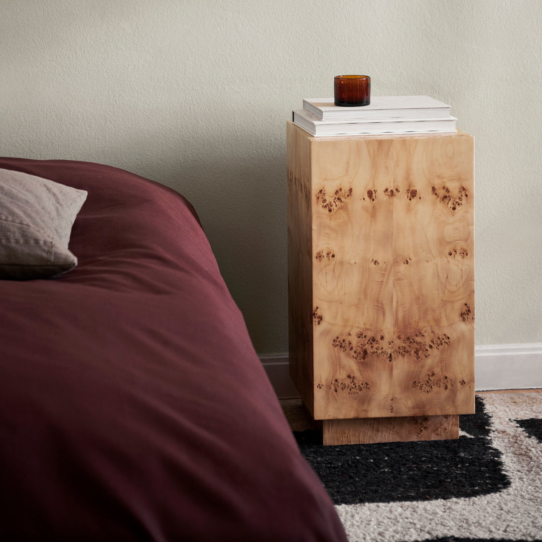 Ferm Living Burl Side Table - Natural Wood Nightstand, End Table for Living Room, Bedroom & Office - Modern Scandinavian Furniture for Small Spaces