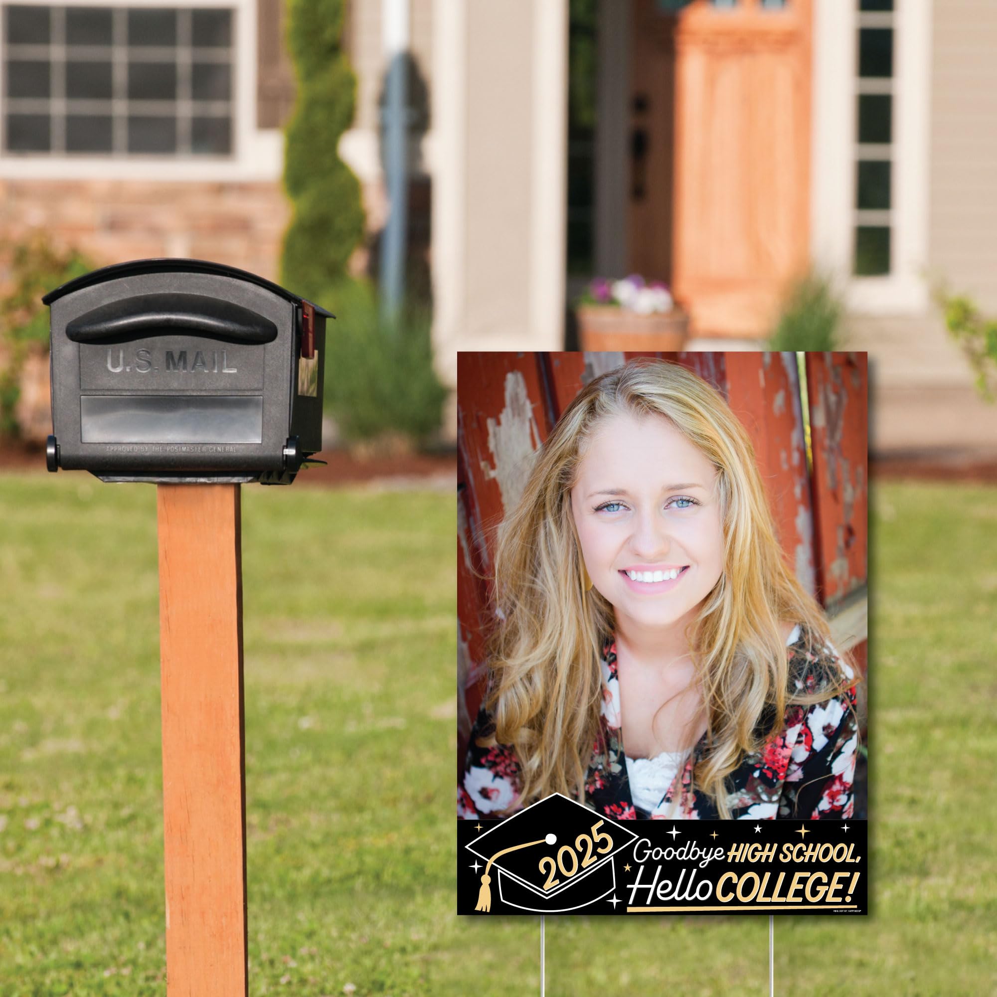Custom Photo Graduation Yard Signs 2025 - Personalized Grad Party Decorations - Hello College Yard Sign with Photo - Perfect for Outdoor Graduation Celebrations & Backyard Decor