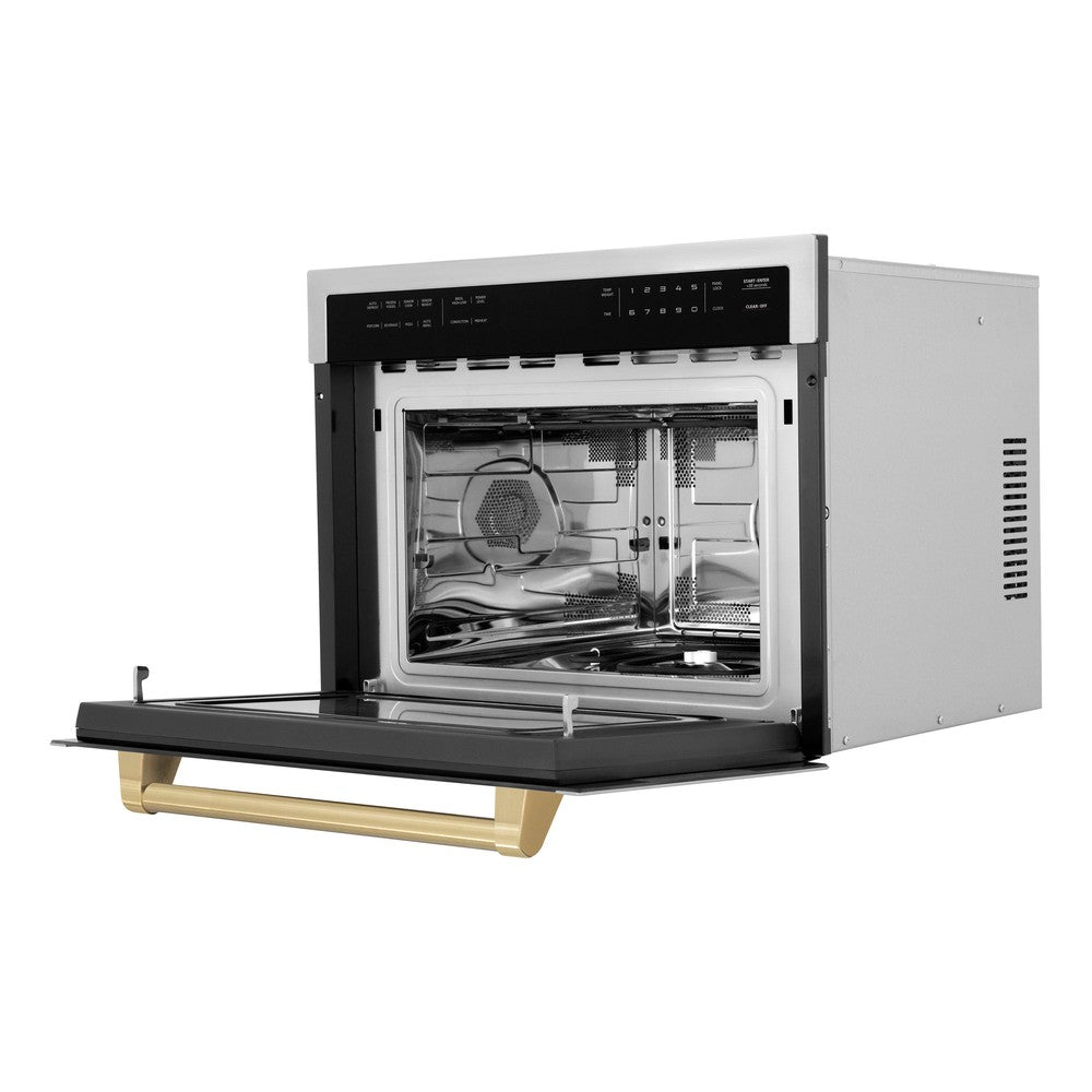 ZLINE Autograph Edition 24-Inch Built-In Convection Microwave Oven - 1.6 cu ft Stainless Steel with Champagne Bronze Accents (MWOZ 24 CB) - Perfect for Modern Kitchens, Small Spaces & Gourmet Cooking
