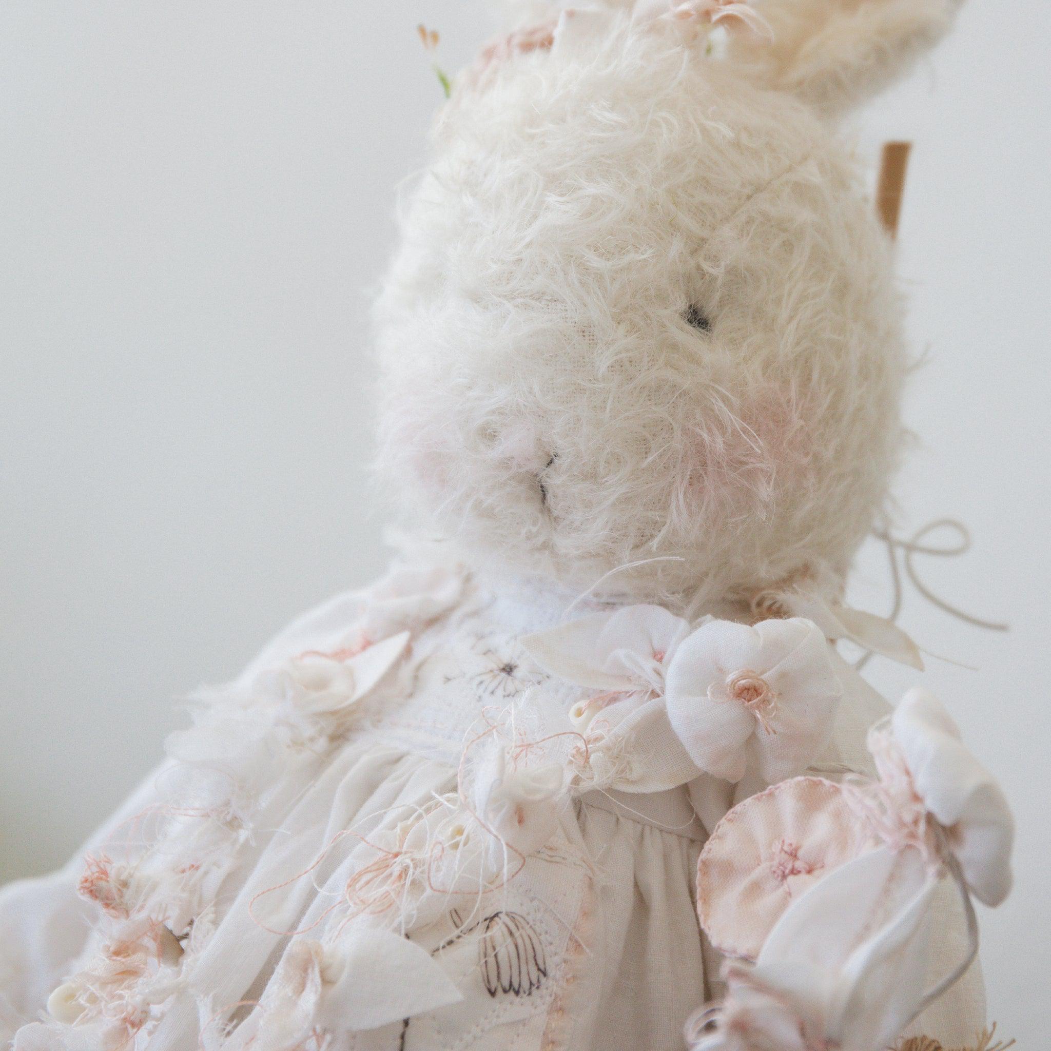 Hutch Studio Mohair Friends Peaceful Peace Lily Bunny - Soft Plush Toy for Kids, Nursery Decor, Gift for Baby Showers & Easter Celebrations