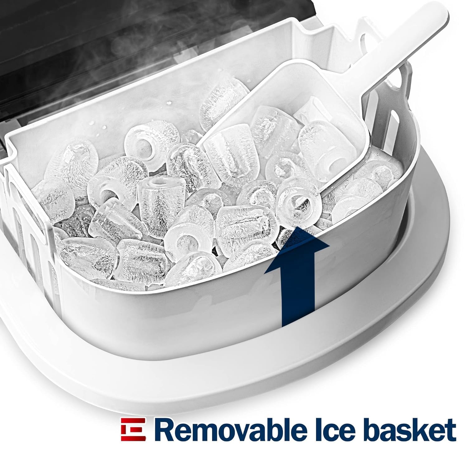 EUHOMY Countertop Ice Maker Machine - 26 lbs Daily Output, Makes 9 Ice Cubes in 6 Minutes, Compact Electric Ice Maker with Ice Scoop & Basket for Home, Kitchen, Office, RV, Parties (Black) - Perfect for Cocktails, Beverages & Outdoor Gatherings