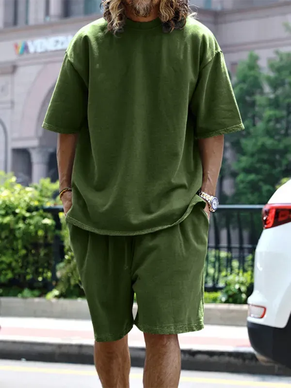 Comfortable Casual Solid Color Shorts Two-Piece Set - Perfect for Summer Outings, Beach Trips, and Lounge Wear