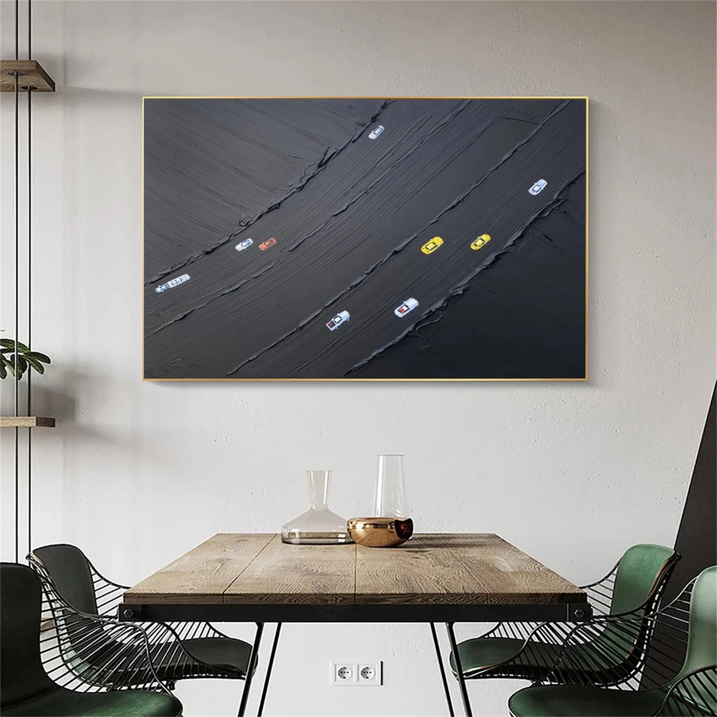 Black Minimalist Textured Painting Canvas - Modern Abstract Wall Art for Home & Office Decor #MZ091 | Perfect for Living Room, Bedroom & Office Spaces