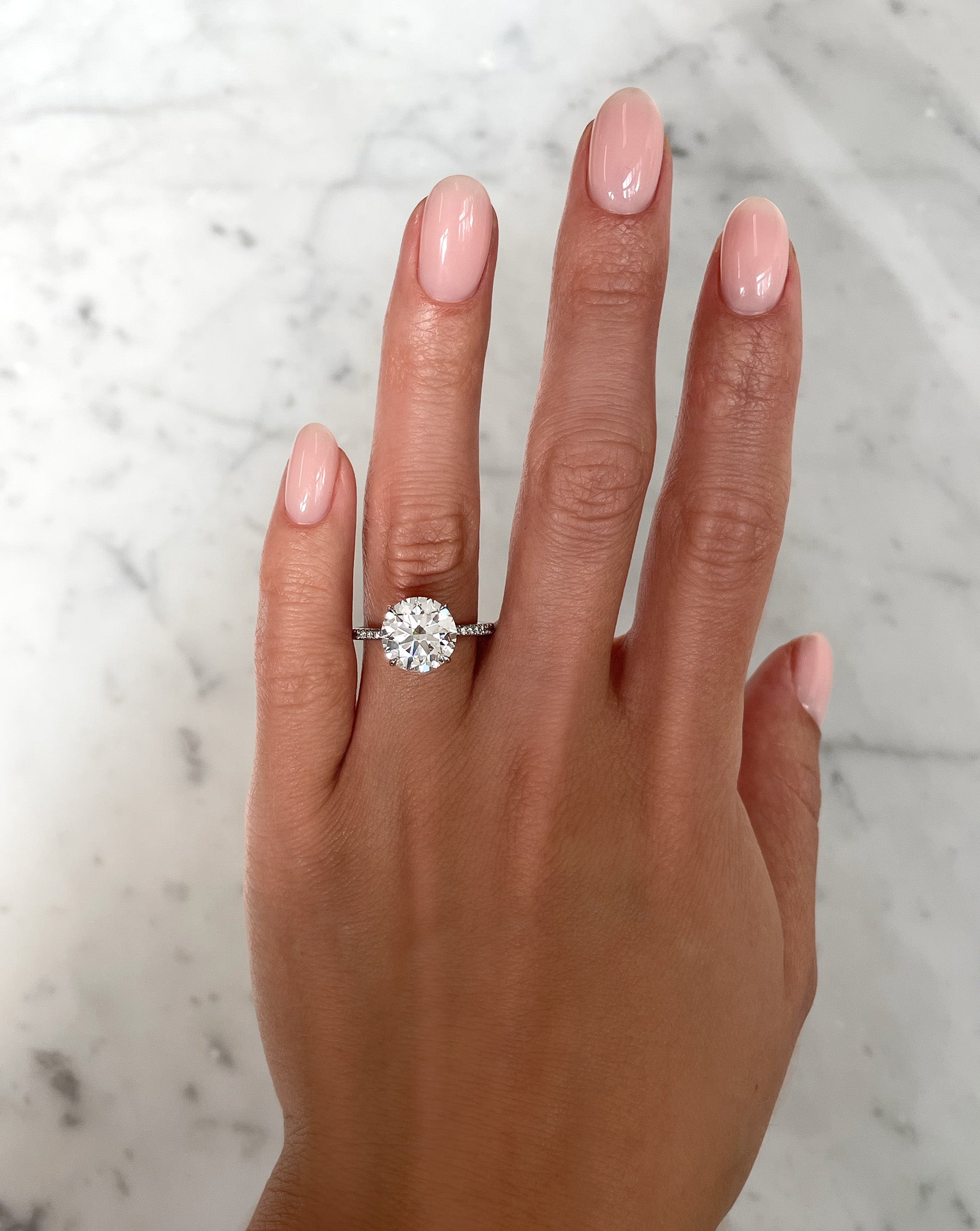 4.01 Carat Lab Grown Diamond Round Brilliant Cut Whisper Thin® Pavé Engagement Ring - Perfect for Proposals & Anniversary Gifts