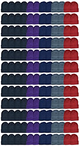 180 Packs Adult Assorted Solid Beanies