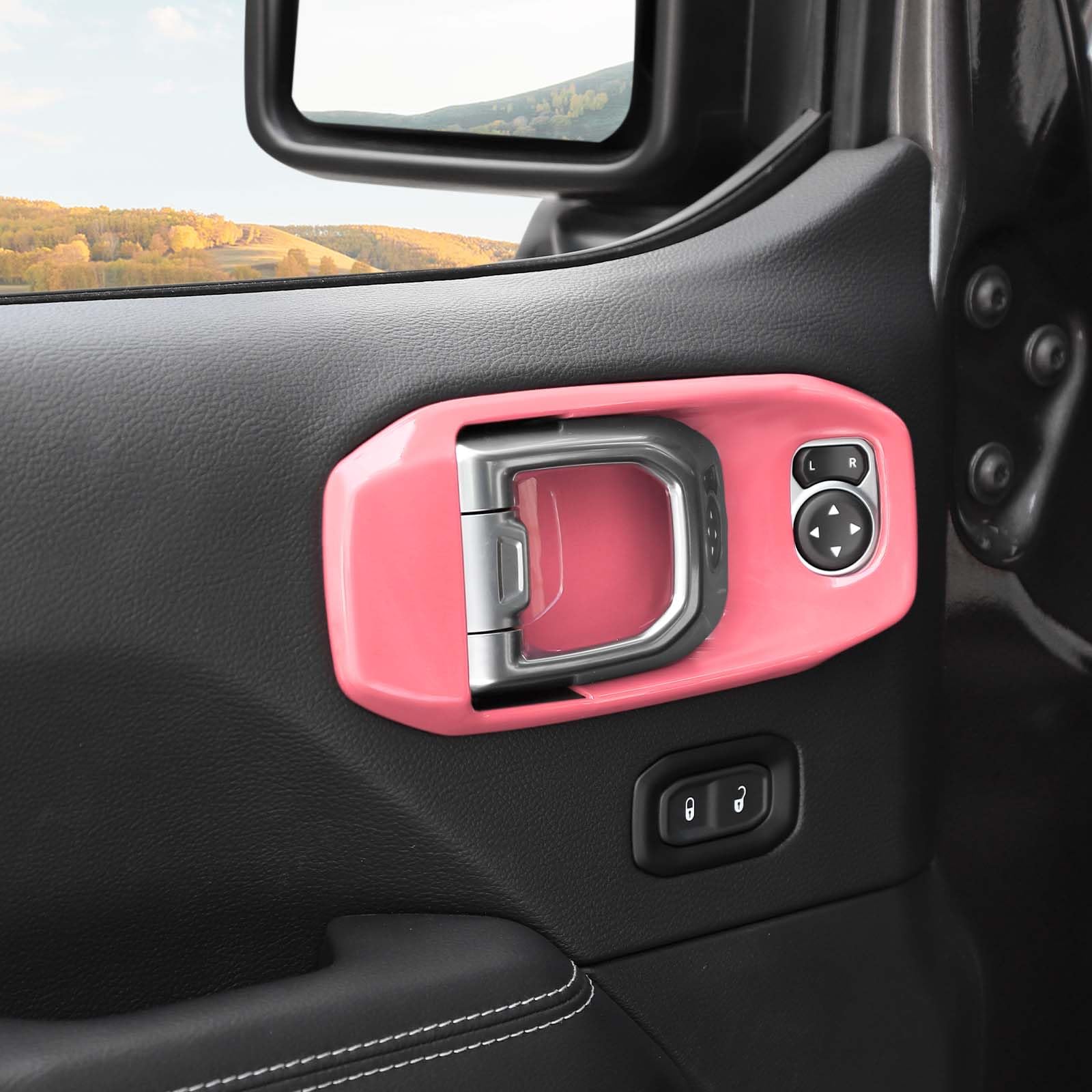 RT-TCZ Inner Door Handle Bowl Cover Trim for Jeep Wrangler JL JLU & Gladiator JT (2018-2024) - Pink Interior Accessories Set of 4 - Upgrade Your Jeep's Style & Protection for Off-Road Adventures