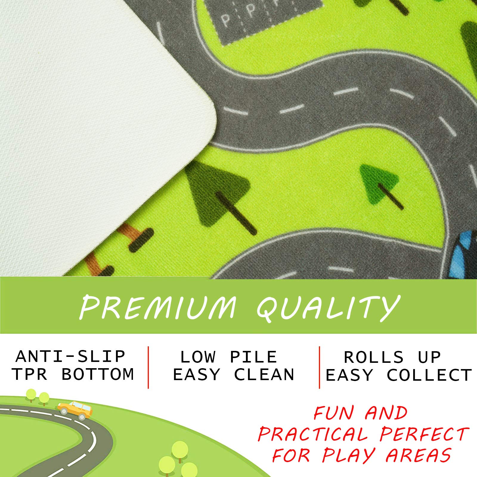Homcore Kids Play Mat Rug - 4x6 Feet Educational City Play Carpet for Hot Wheels Track Racing & Toy Cars - Non-Slip Nursery Rug for Children's Bedroom, Playroom & Daycare - Perfect for Pretend Play, Learning & Indoor Activities