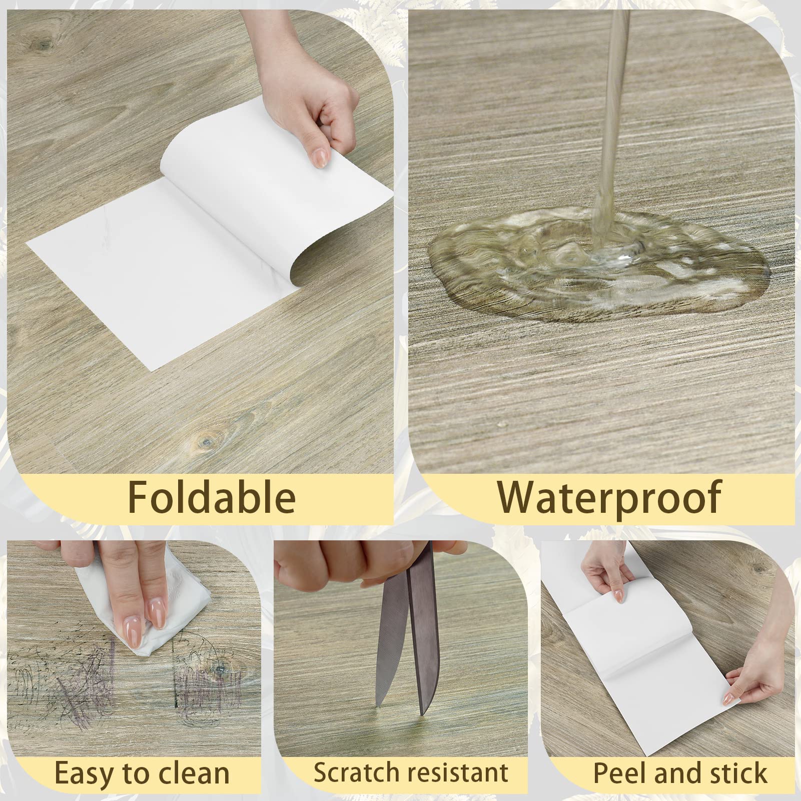 6x36 Inch Peel and Stick Floor Tiles - Waterproof Self-Adhesive Wood Flooring Planks for Bathroom, Kitchen, Bedroom, Basement & Garage - Easy DIY Wall & Countertop Covering (4-Pack) - Perfect for Home Renovation & Rental Property Upgrades