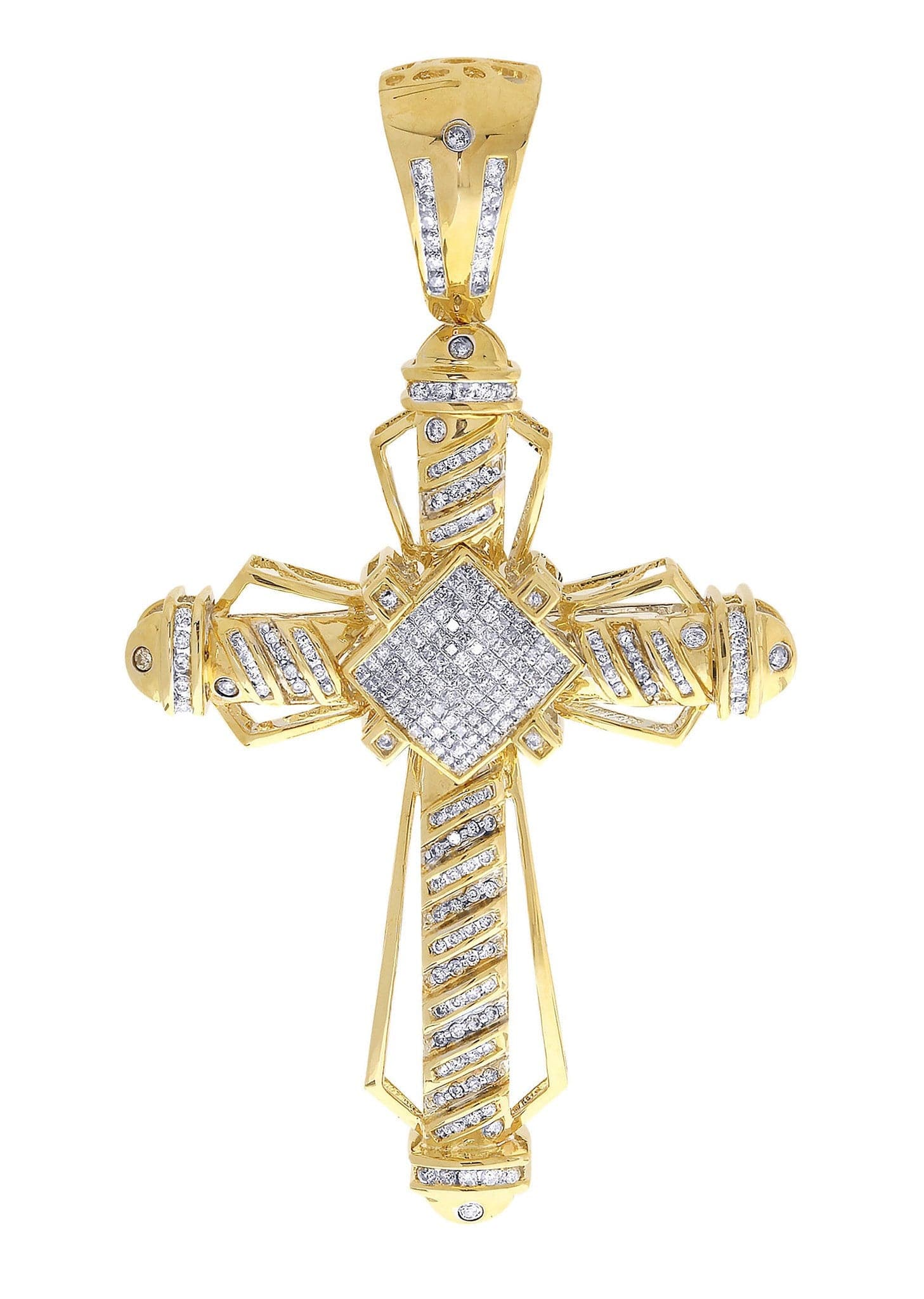 1.89 Carat Diamond Cross Pendant Necklace - 20.43 Grams Solid Gold Religious Jewelry for Women & Men - Perfect for Baptism, First Communion, Confirmation & Everyday Wear