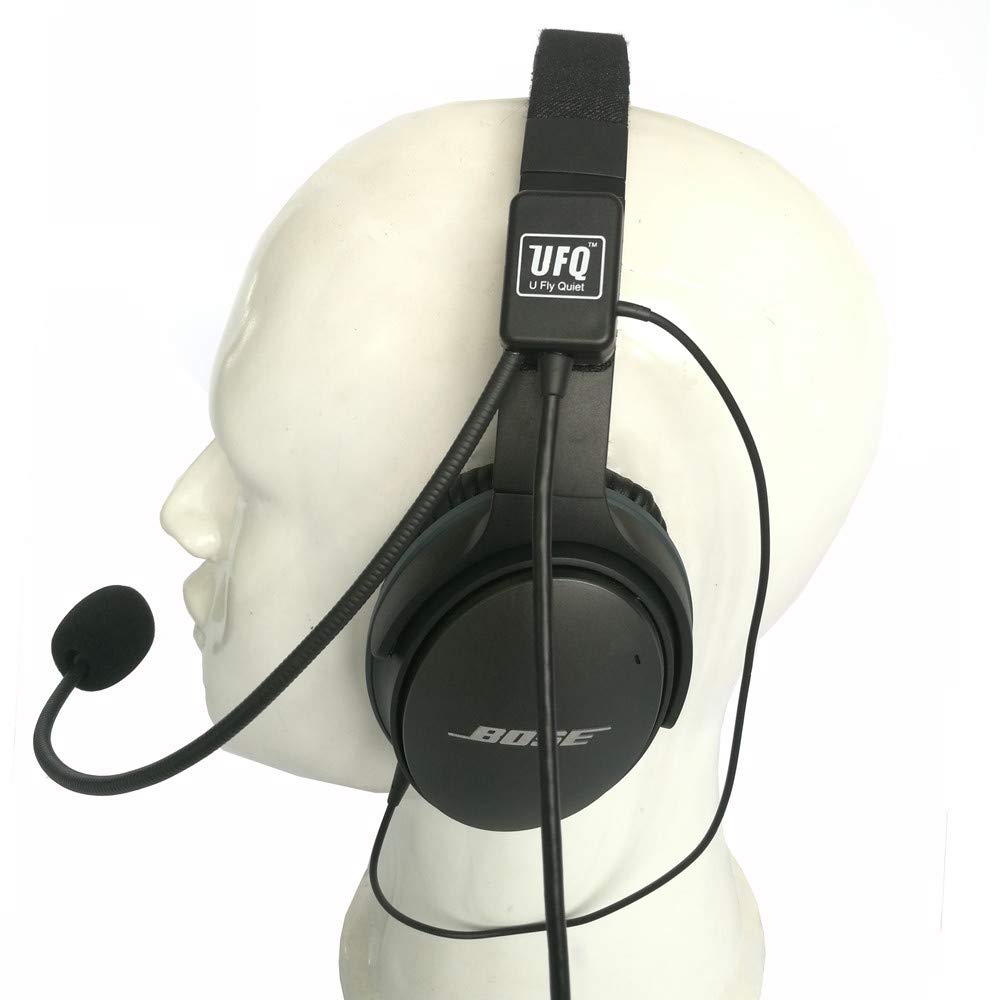 UFQ AV Mike-2 Aviation Headset Microphone for Bose QC25 QC35 & Sony MDR-1000X - Includes Headset Bag & MP3 Input - Safer Alternative to U Fly Mike - Perfect for Pilots, Flight Training, and Aviation Enthusiasts