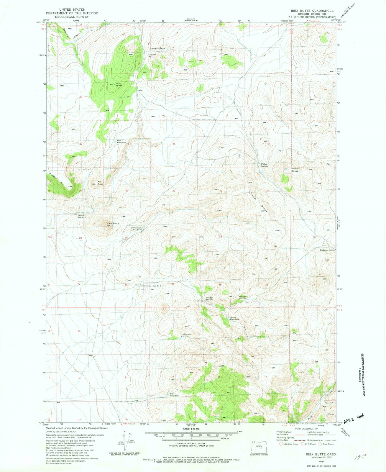 1981 Ibex Butte Oregon USGS Historical Topographic Map - Vintage Wall Art Decor 35x44 Inches - Perfect for Home Office, Living Room & Gift for Map Lovers