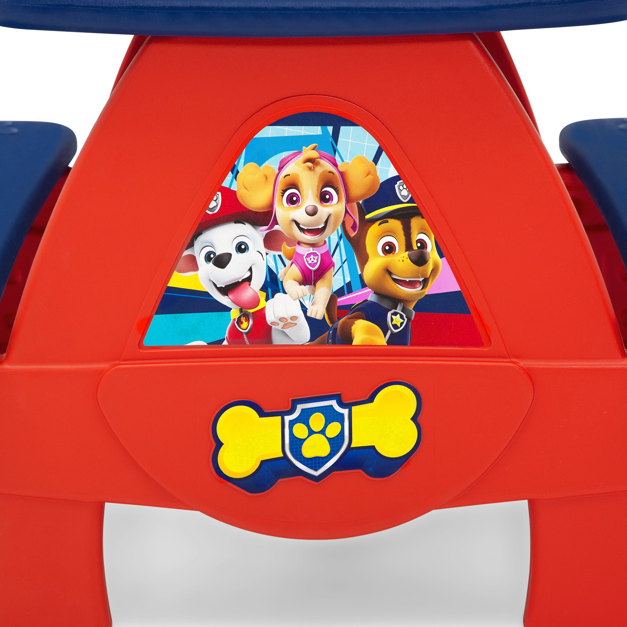 PAW Patrol 4-Seat Kids Picnic Table with LEGO Compatible Tabletop - Outdoor Play, Birthday Parties & Backyard Fun for Toddlers & Children
