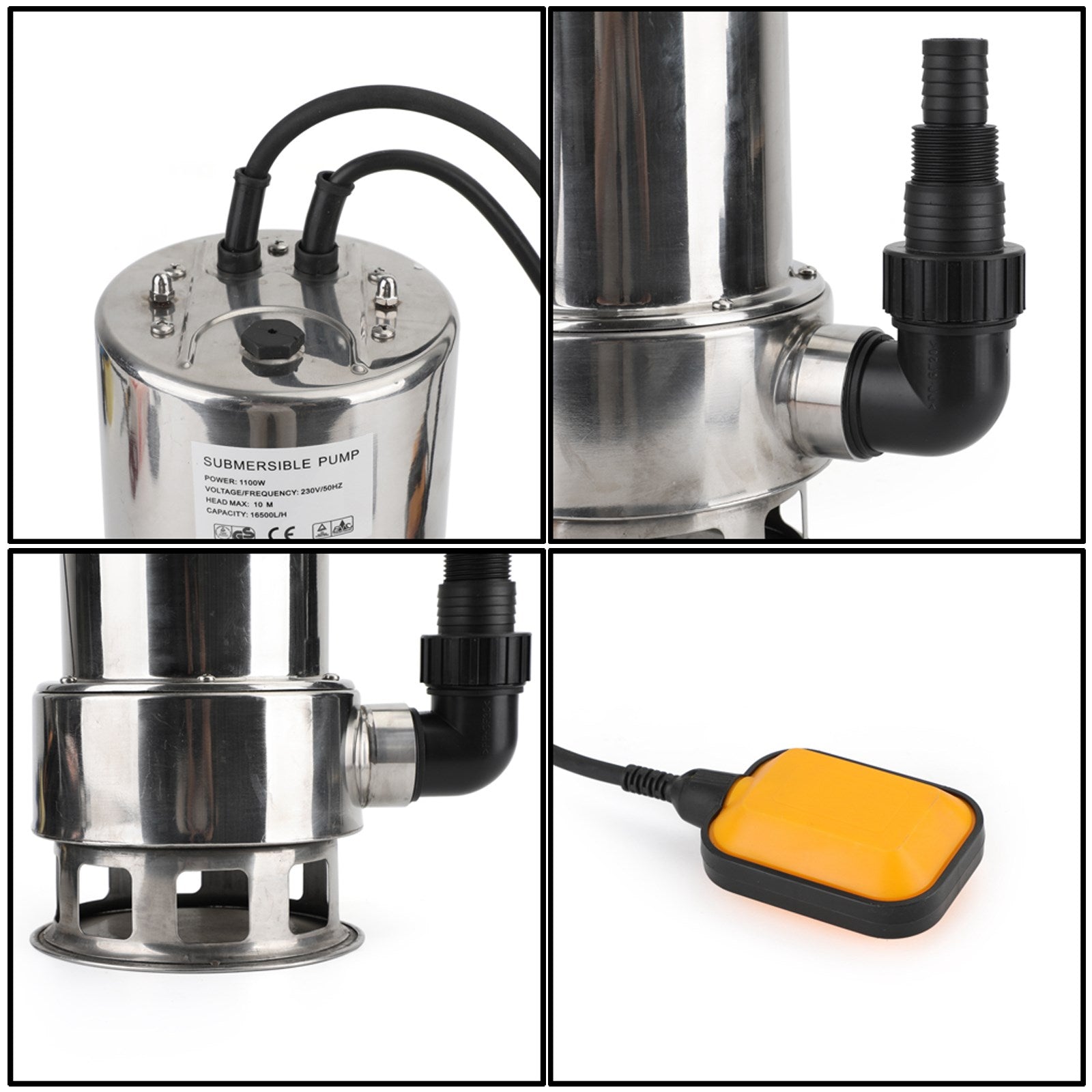 1100W Submersible Dirty Water Pump for Bore Tank Well - Automatic Steel Construction - Ideal for Flood Control, Drainage, and Irrigation