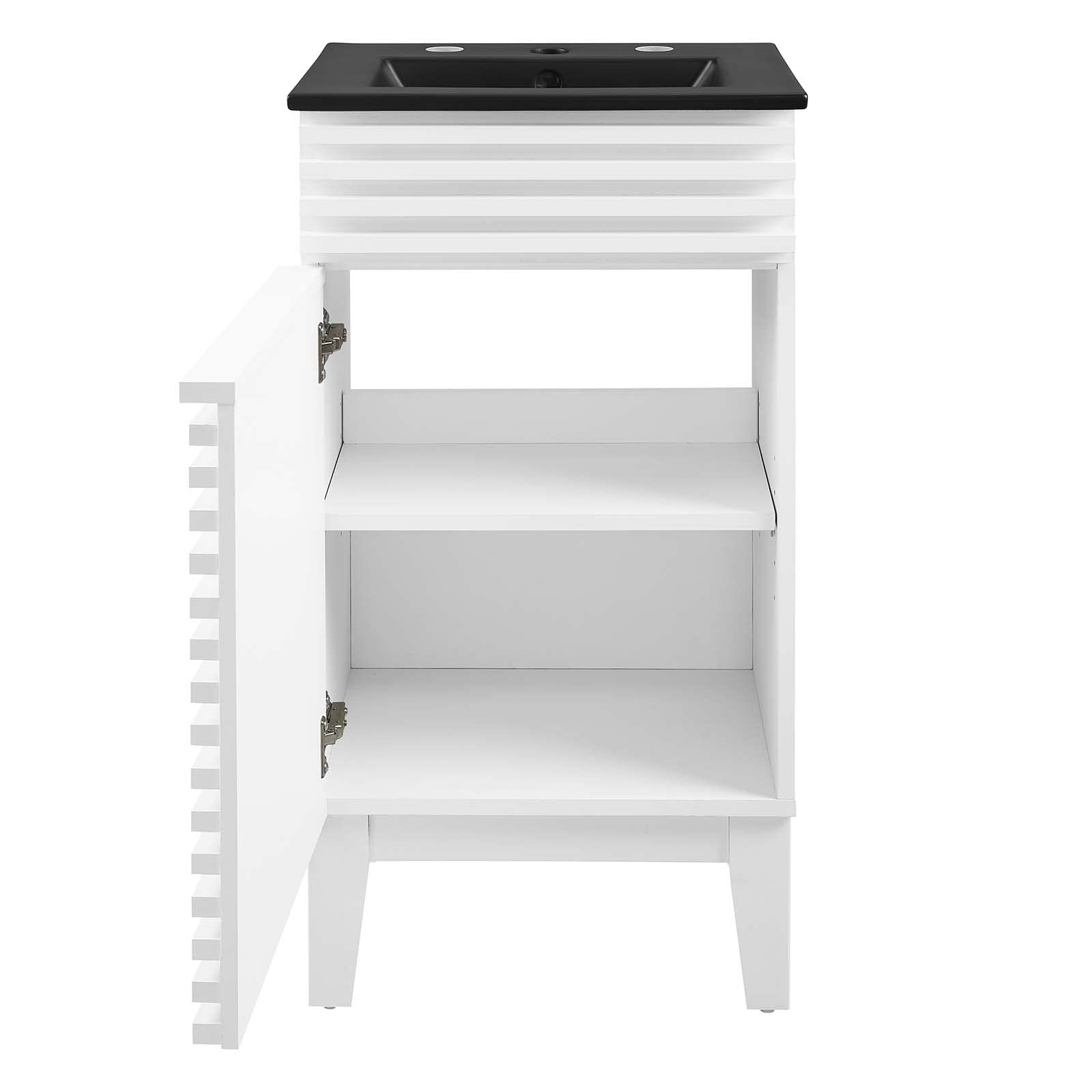 Modway Render 18 Inch Modern Bathroom Vanity with White Ceramic Sink & Black Finish - Perfect for Small Bathrooms, Powder Rooms & Apartment Remodels