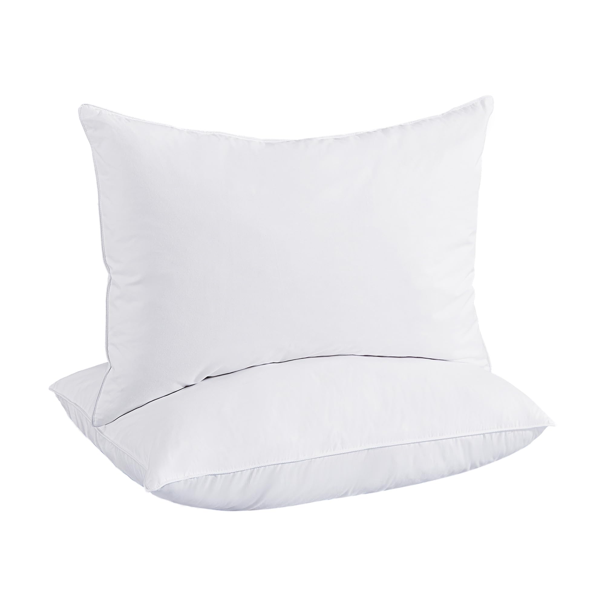 Premium White Goose Feather Down Pillows - King Size Set of 2 with 100% Cotton Cover | Ultra Soft Hotel Quality Bed Pillows for Side, Back & Stomach Sleepers | Perfect for Luxury Bedroom & Guest Room Decor