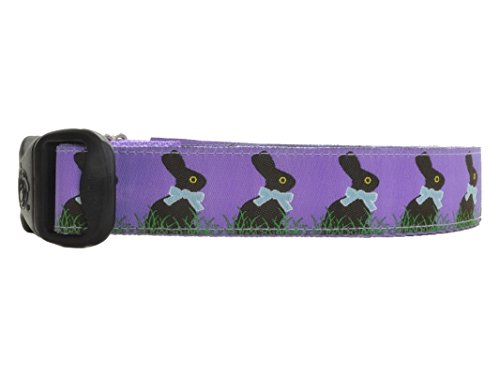 Adjustable 1 Inch Spring Chocolate Bunny Easter Dog Collar for Medium, Large & X-Large Dogs (20
