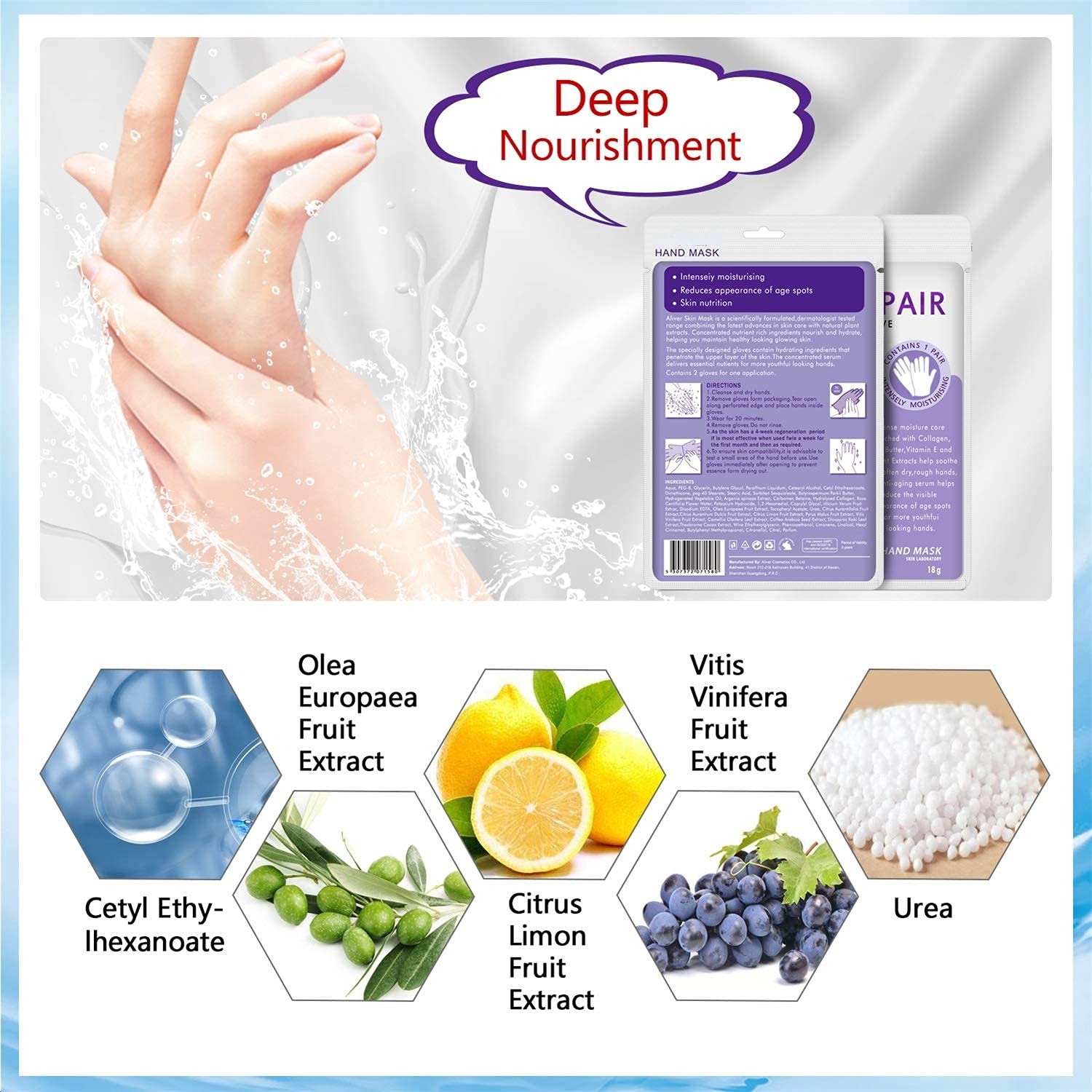 5 Pairs Moisturizing Gloves for Dry Cracked Hands - Collagen & Vitamin Infused Hand Mask with Natural Plant Extracts | Deep Hydration & Skin Repair for Aging Hands | Perfect for Overnight Treatment, Spa Days & Winter Hand Care