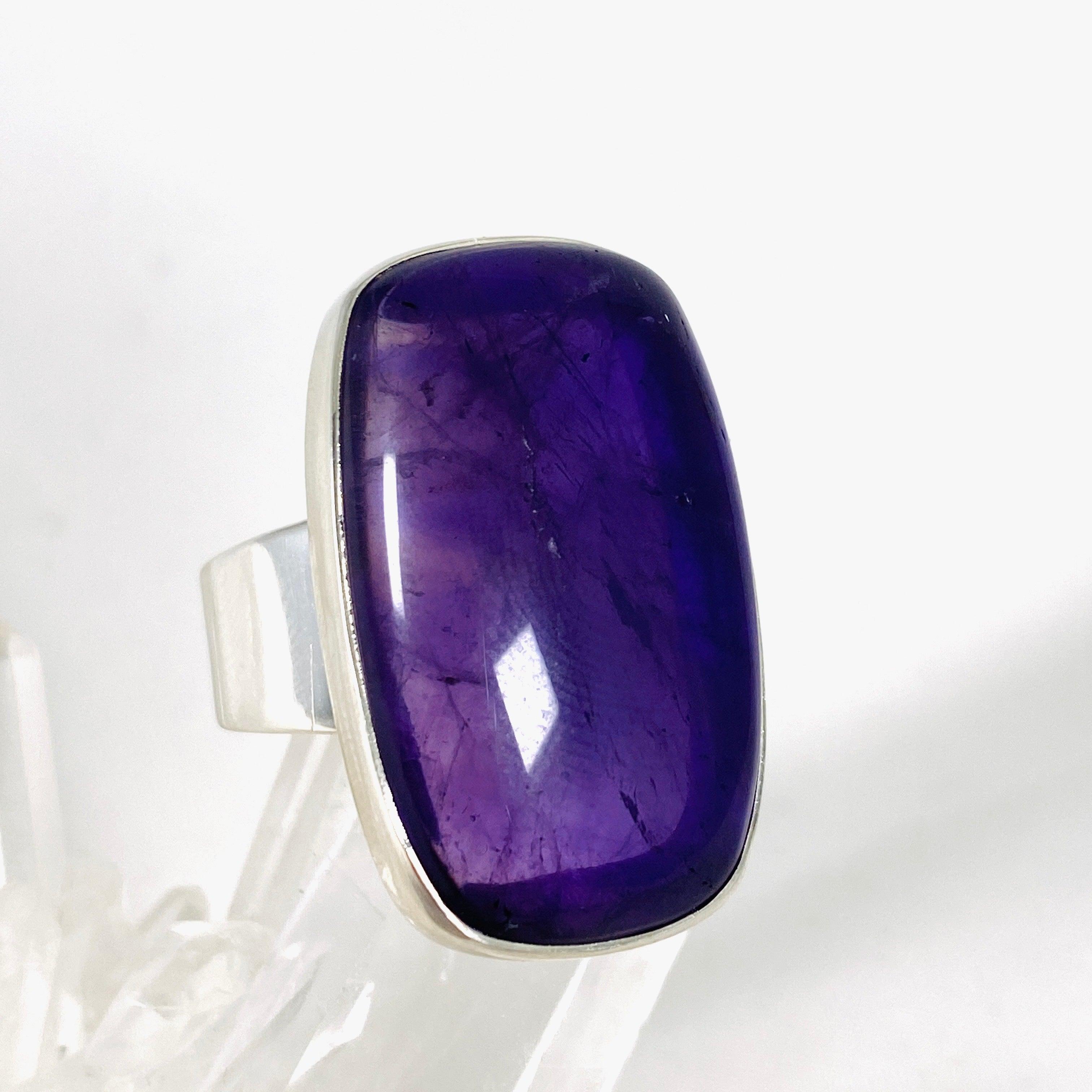 Amethyst Rectangular Ring for Women - Size 11 - KRGJ2949 - Elegant Purple Gemstone Jewelry for Everyday Wear & Special Occasions