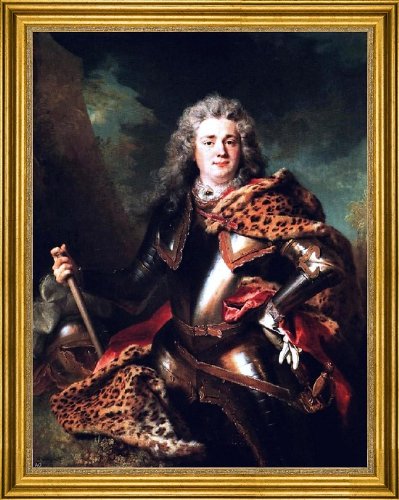 Nicolas De Largilliere Francois de Gontaut Duc de Biron Art Oyster - 18x24 Inch Premium Canvas Print with Gold Frame - Perfect for Living Room, Bedroom, or Office Wall Decor