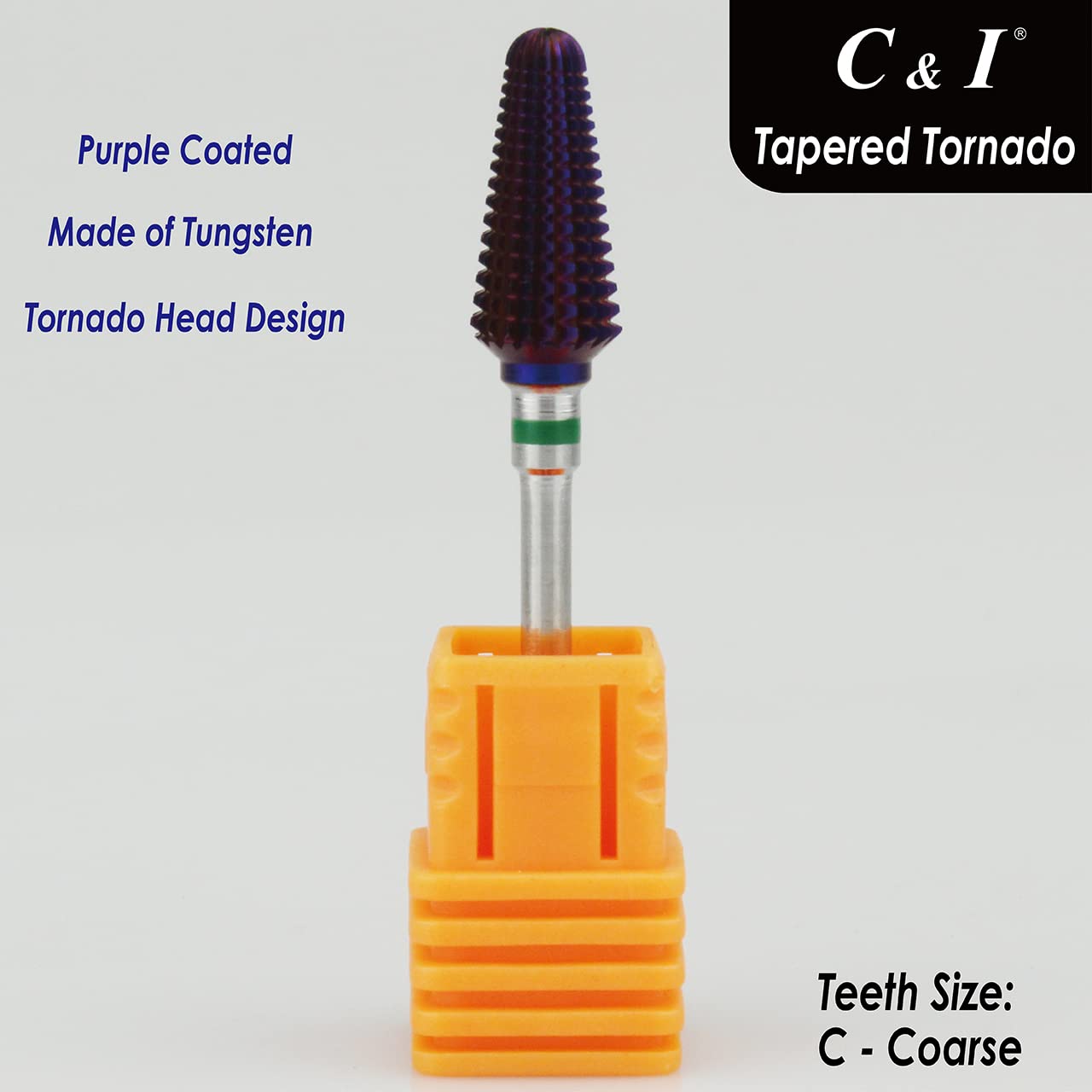 Purple Coated Tapered Tornado & Texas Tornado Nail Drill Bits for Professional Nail Drill Machine - Perfect for Acrylic Nails, Gel Extensions & Nail Art (Set of 2)
